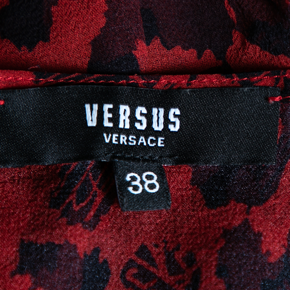 Versus Versace Red Printed Silk Sleeveless Top S