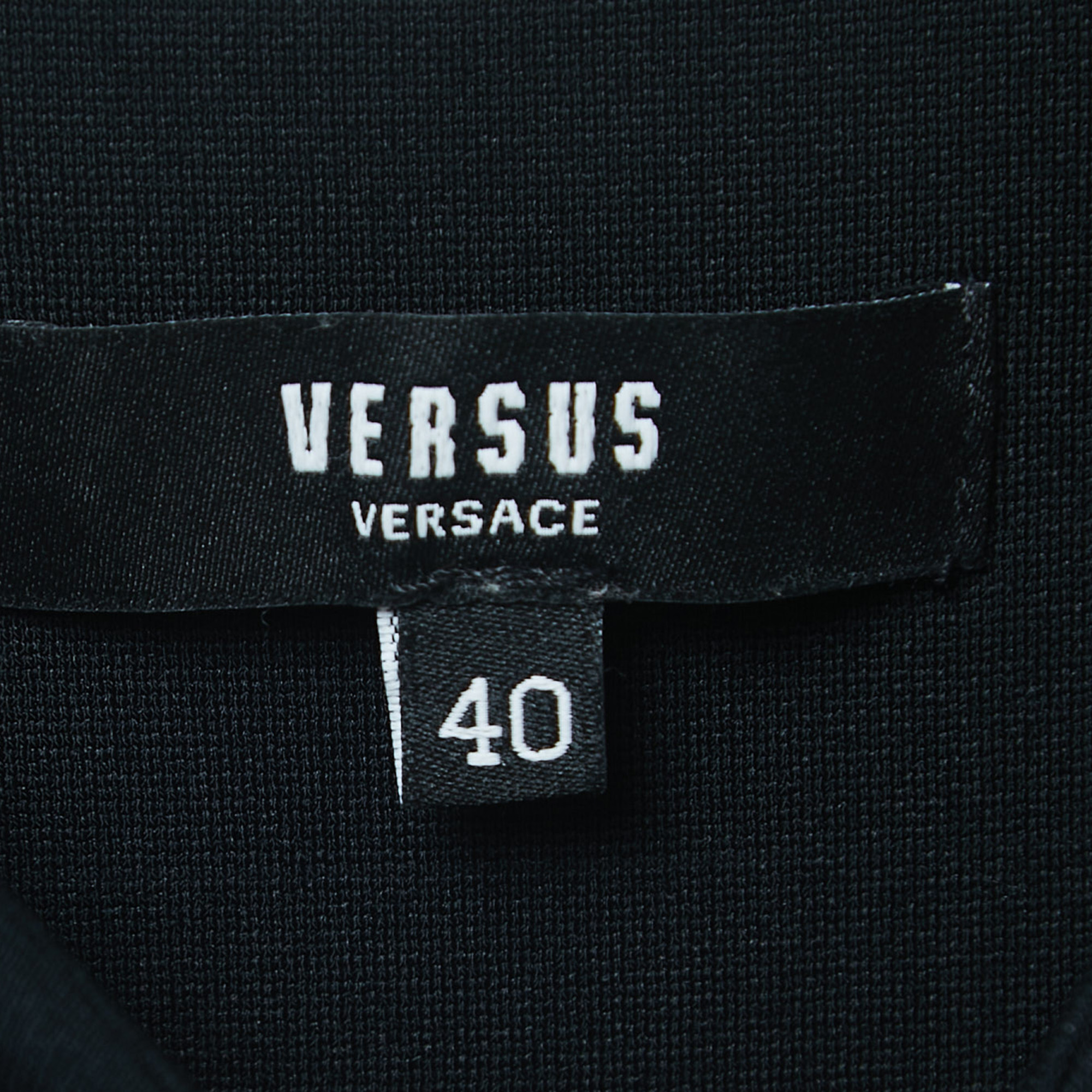 Versus Versace Blue Logo Print Denim & Crepe Sleeveless Mini Dress S