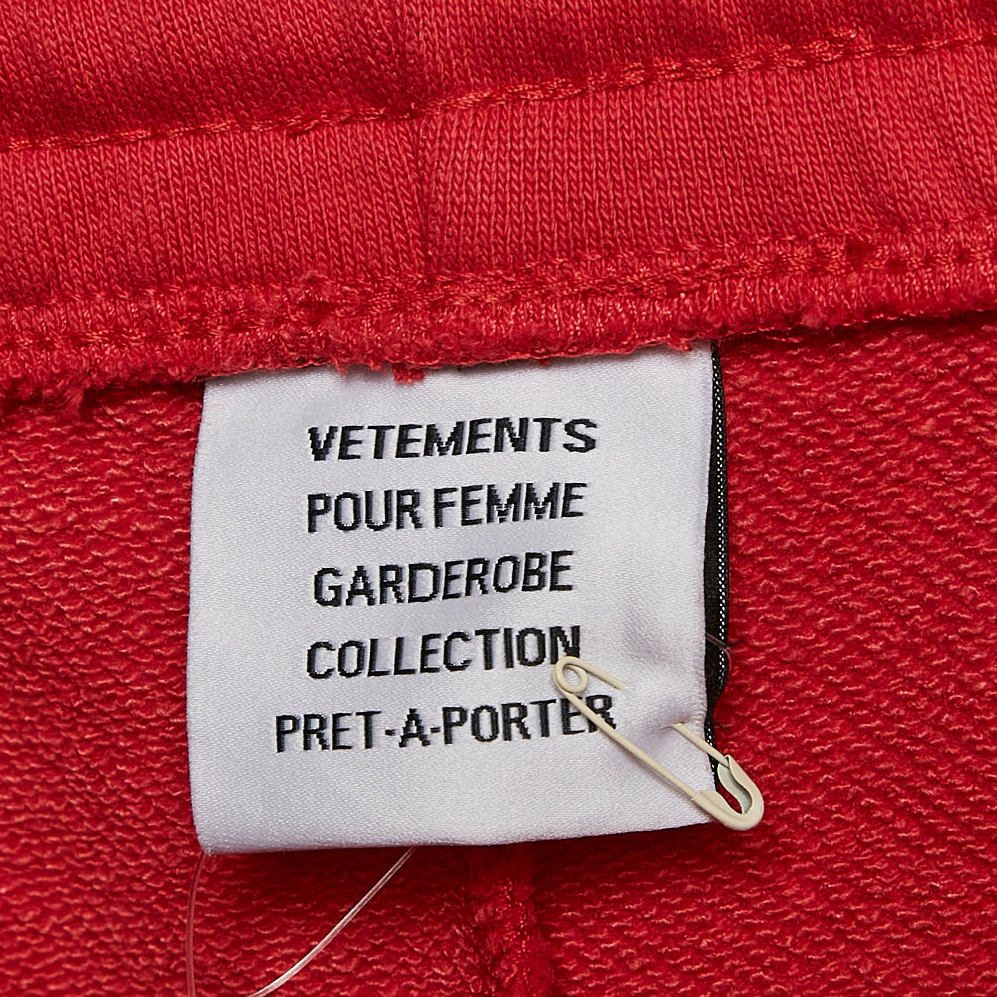 Vetements Red Cotton Knit Elasticized Waist  Sweatpants L