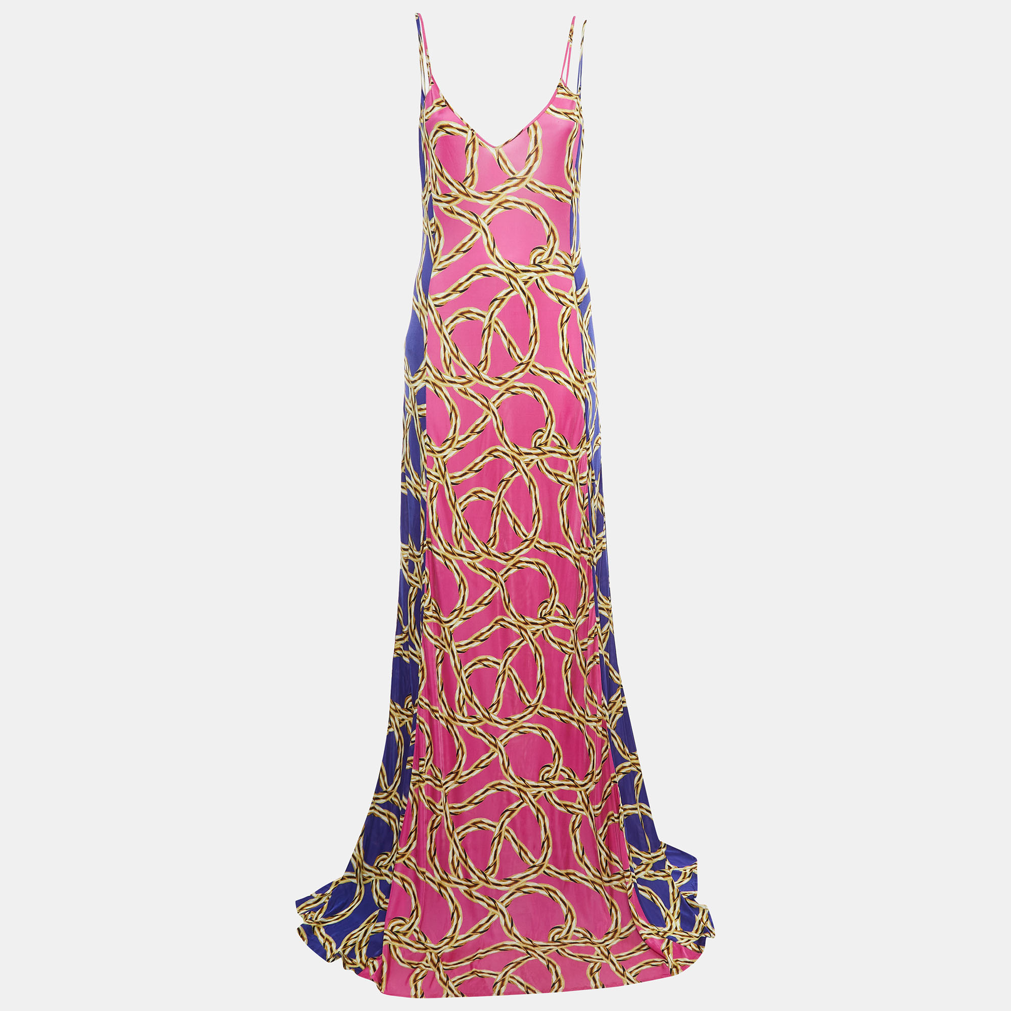 Vetements Multicolor Chain Print Jersey Strappy Long Dress L
