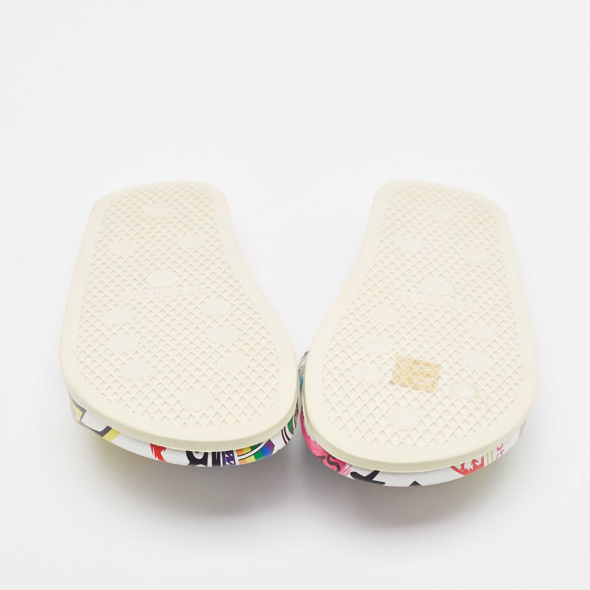 Vetements Multicolor Sticker Print Leather Pool Slides Size 36