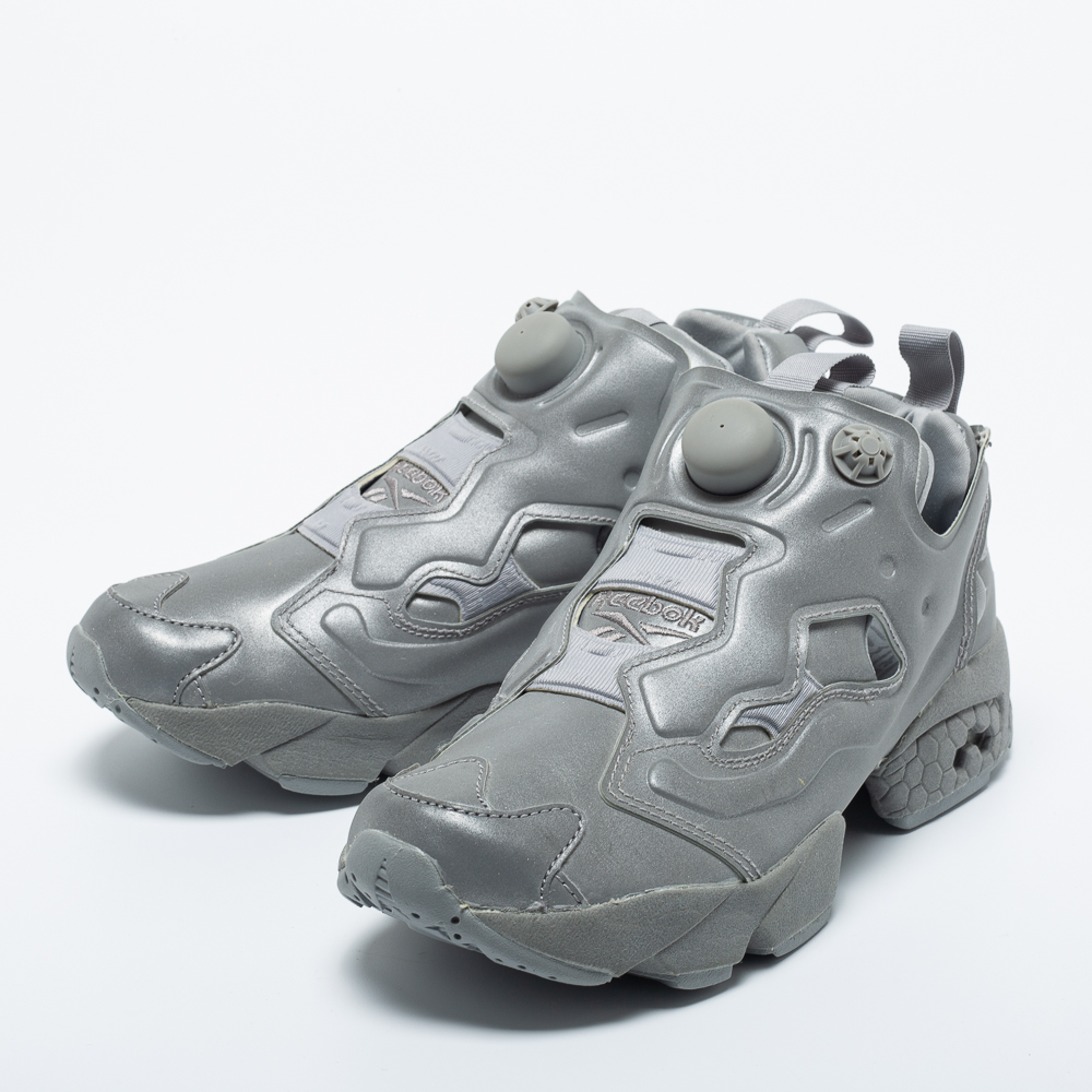 

Vetements x Reebok Grey Reflective PVC Instapump Fury Sneakers Size