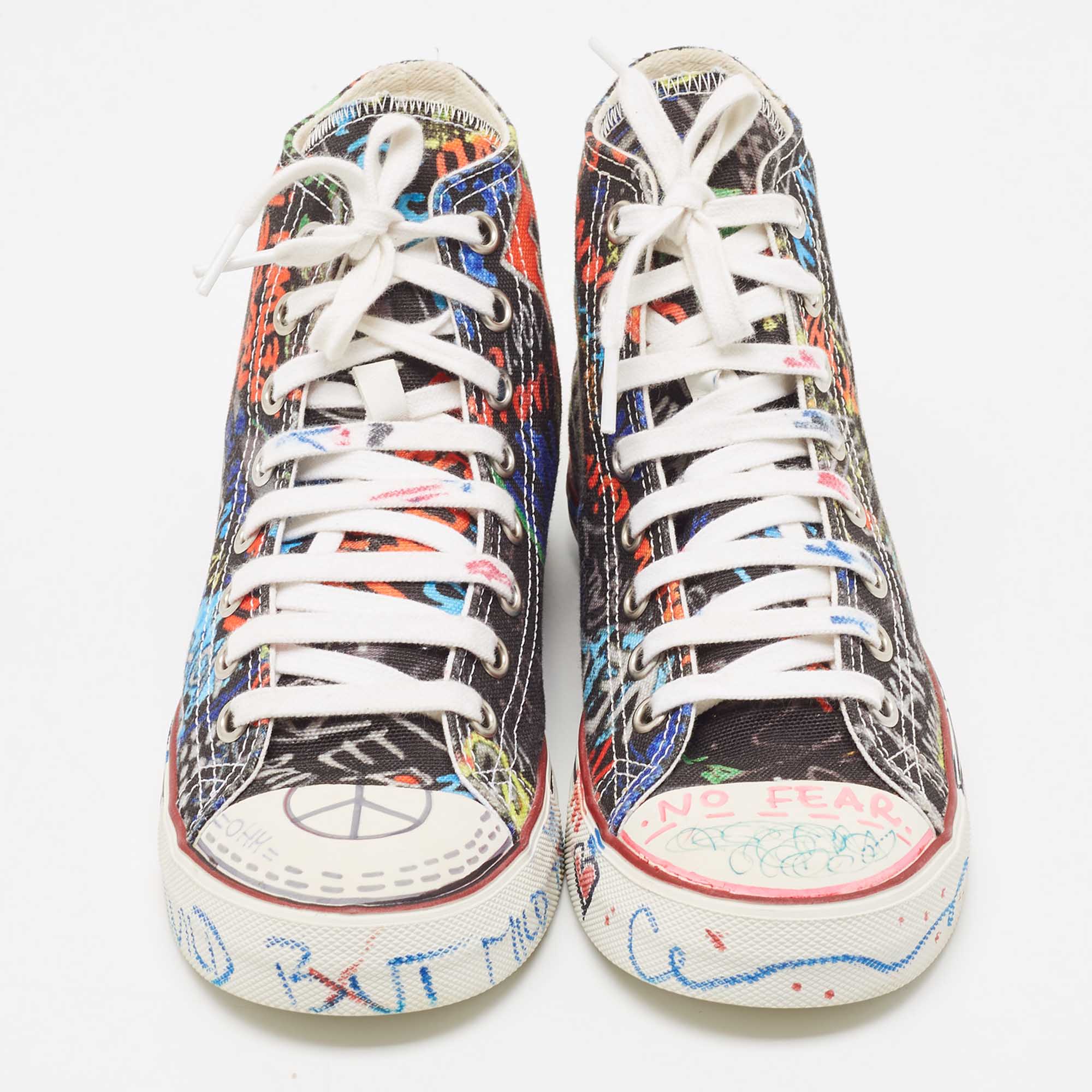 Vetements Multicolor Graffiti Canvas High Top Sneakers Size 39