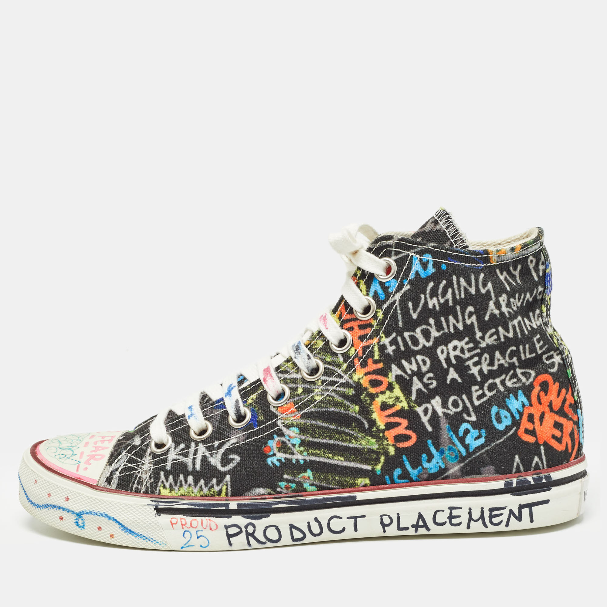 Vetements multicolor graffiti canvas high top sneakers size 39