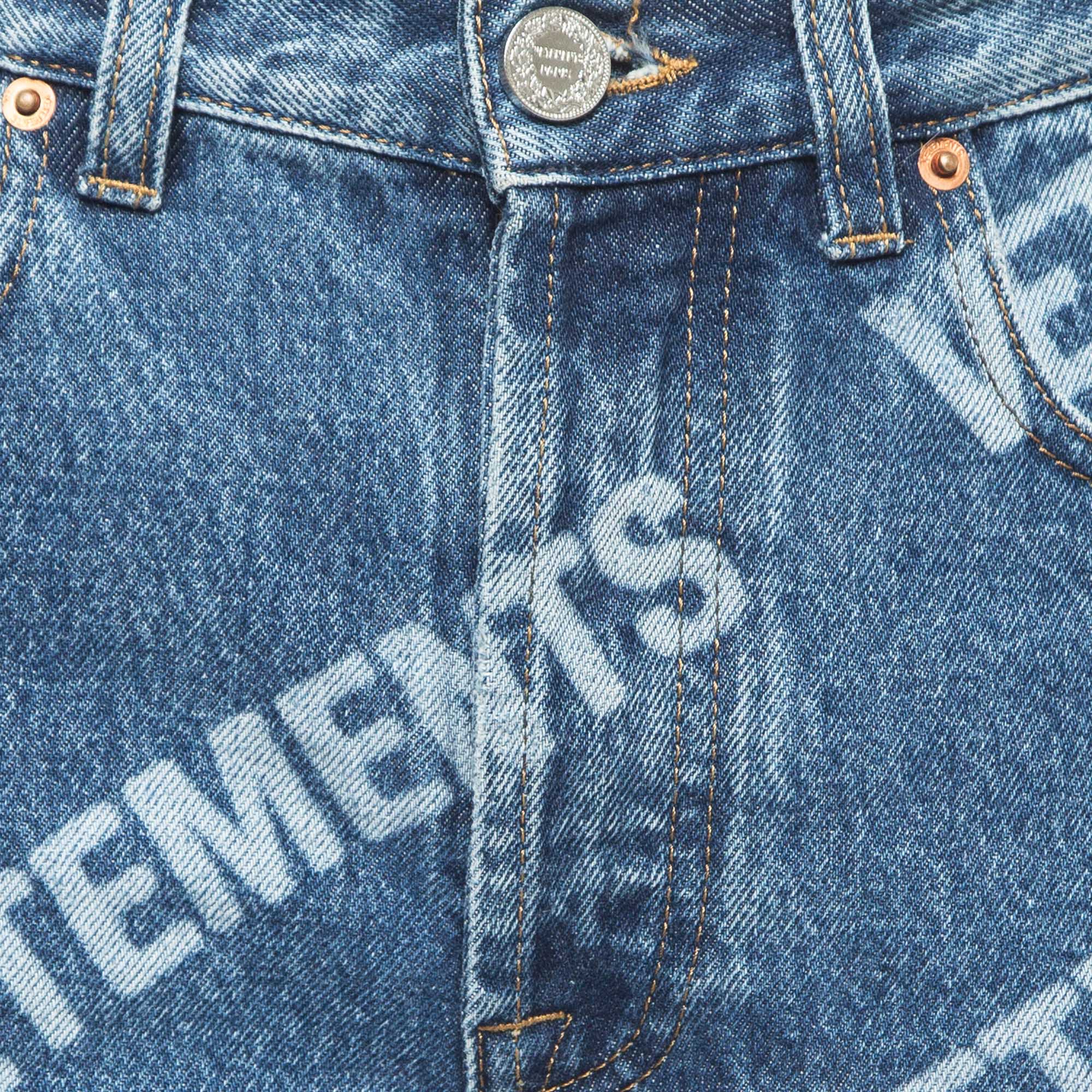 Vetements Blue All-Over Print Washed Denim Jeans S Waist 27