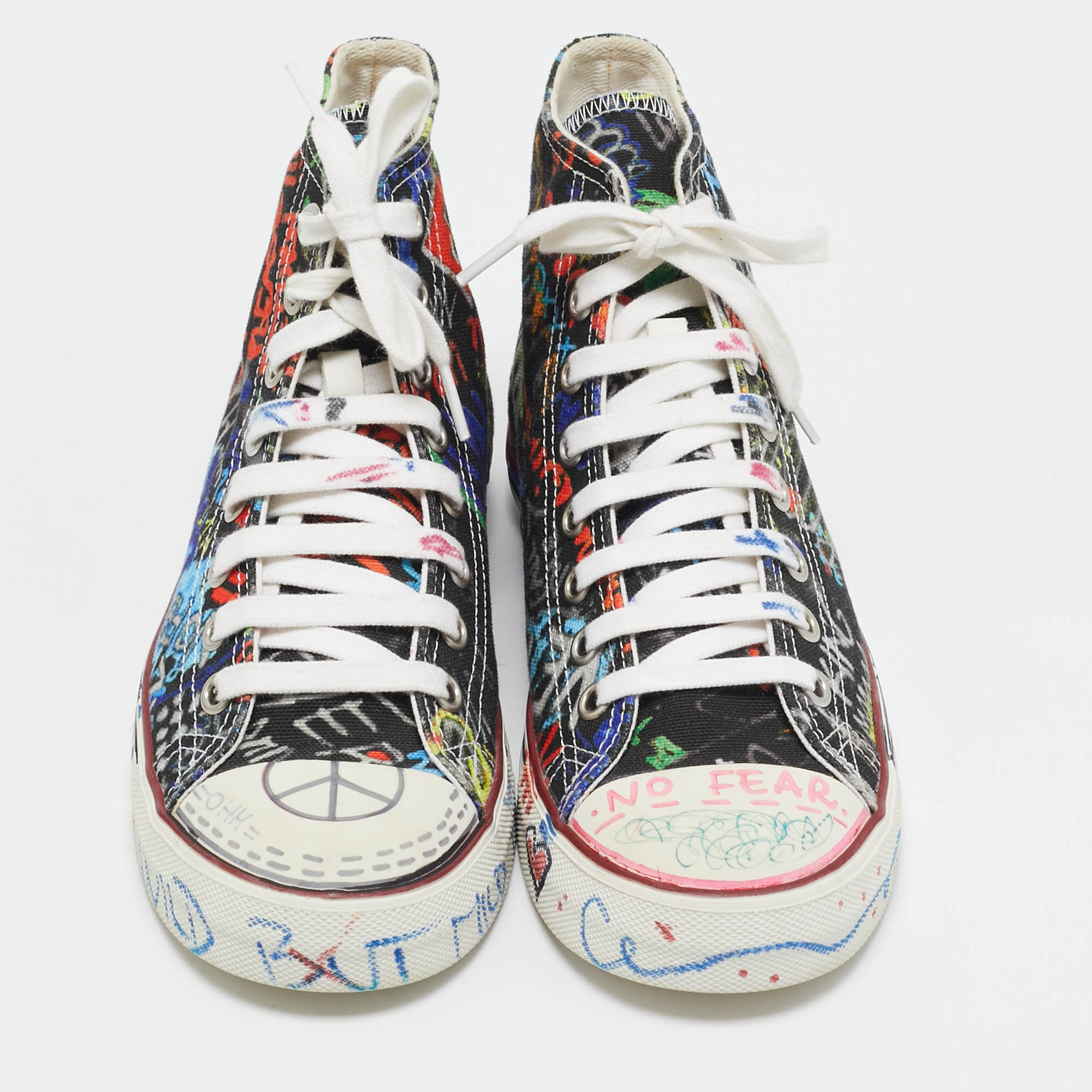 Vetements Multicolor Graffiti Canvas High Top Sneakers Size 39