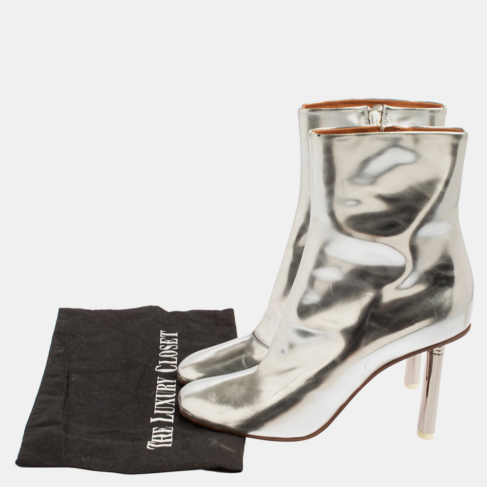Vetements Silver Leather Ankle Boots Size 39