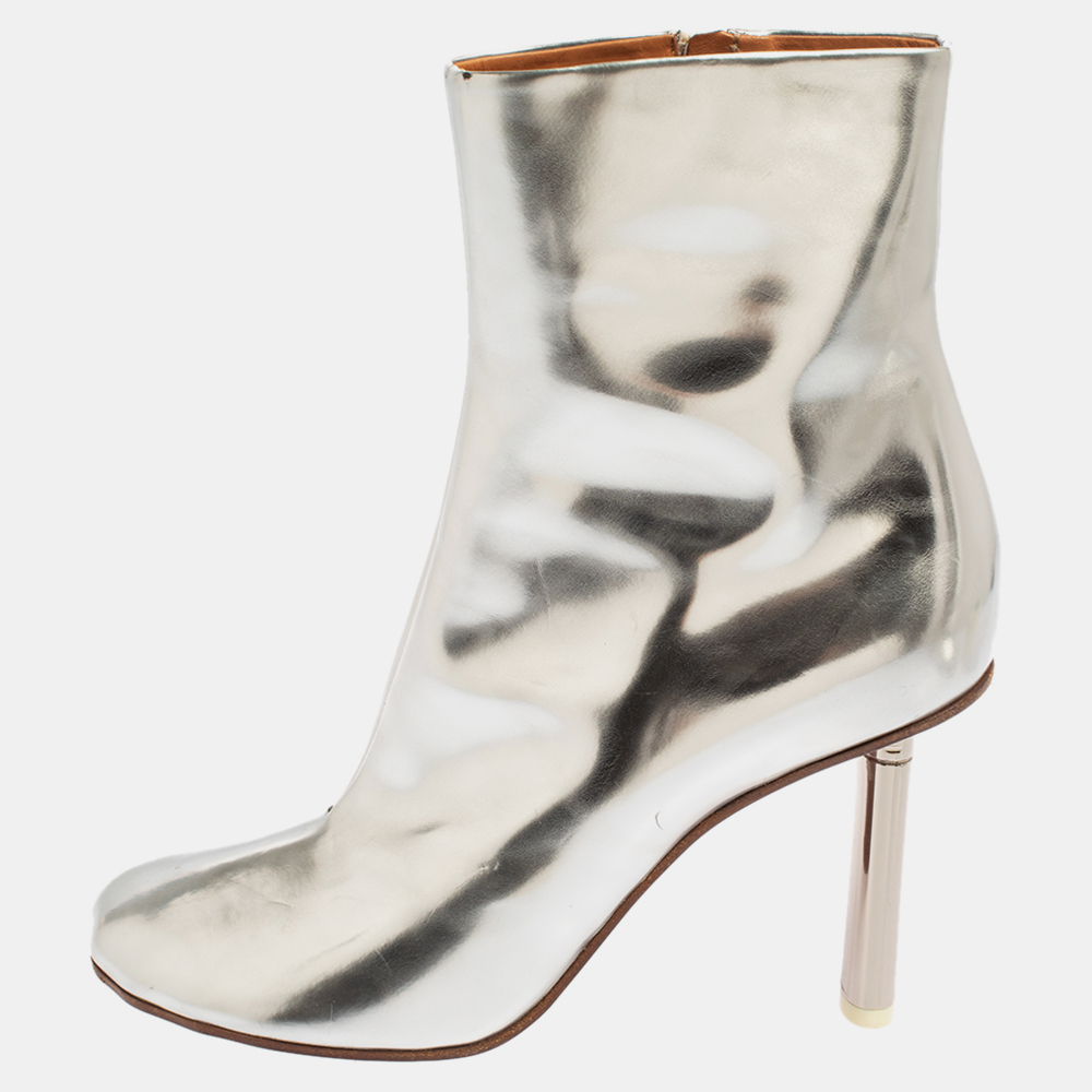 Vetements Silver Leather Ankle Boots Size 39