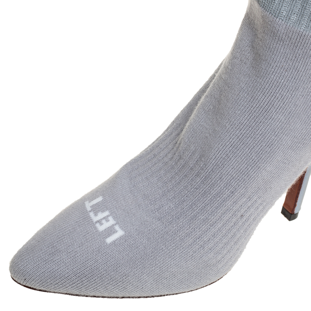 Vetements Grey Knit Fabric Reflective Sock Boots Size 36