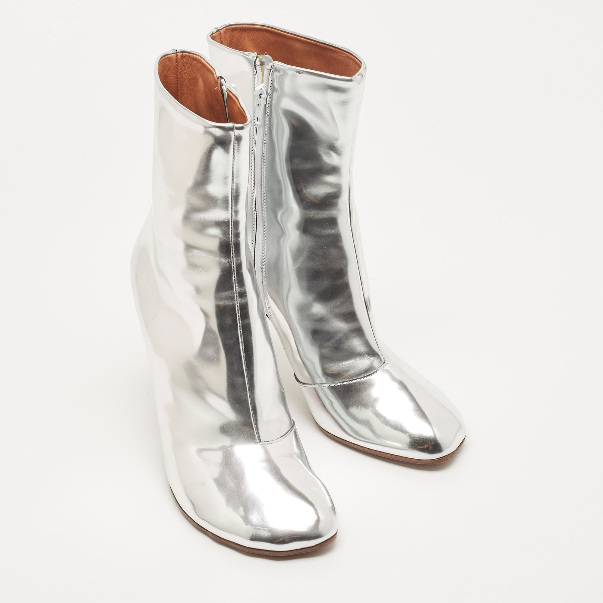 Vetements Silver Leather Ankle Boots Size 38