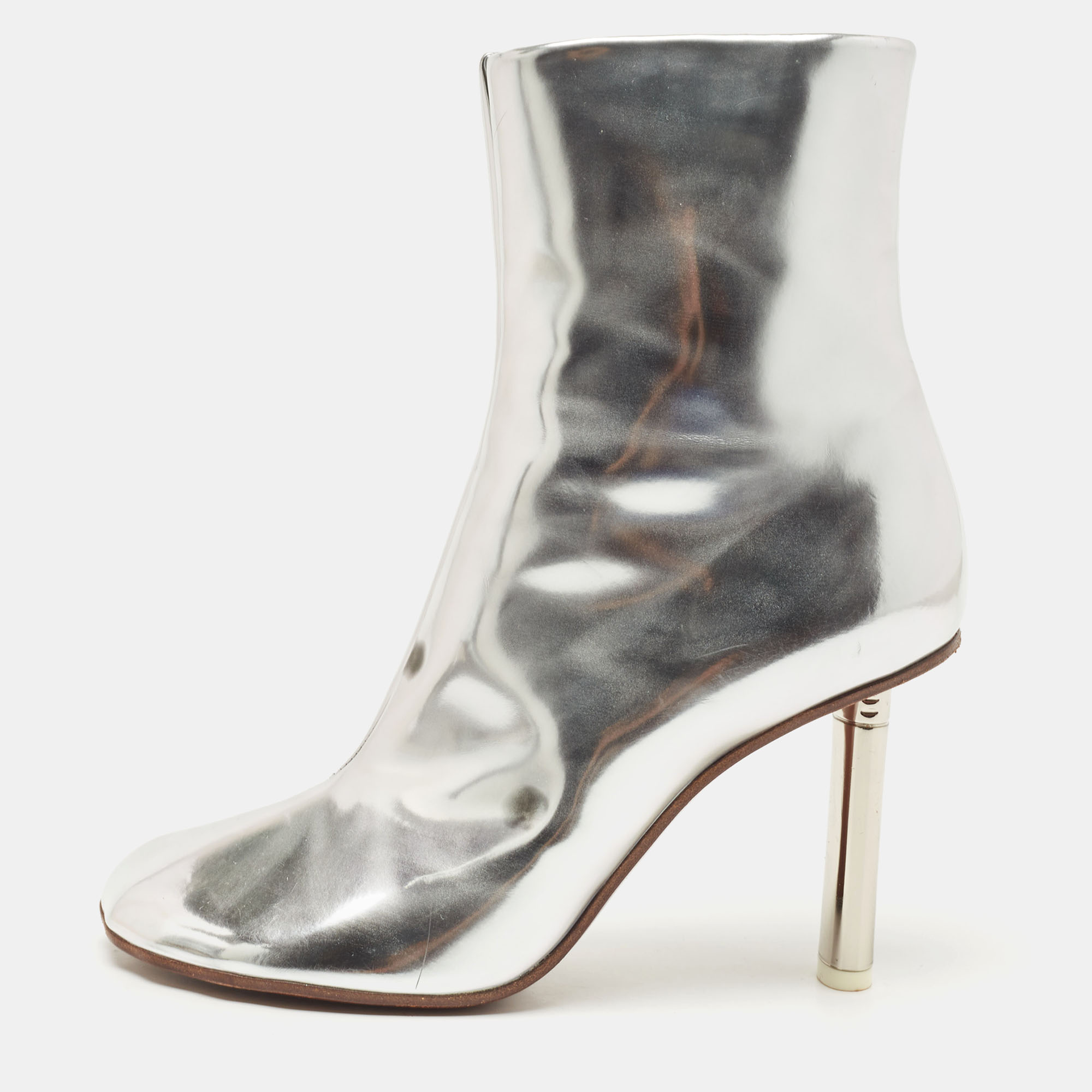 Vetements Silver Leather Ankle Boots Size 38
