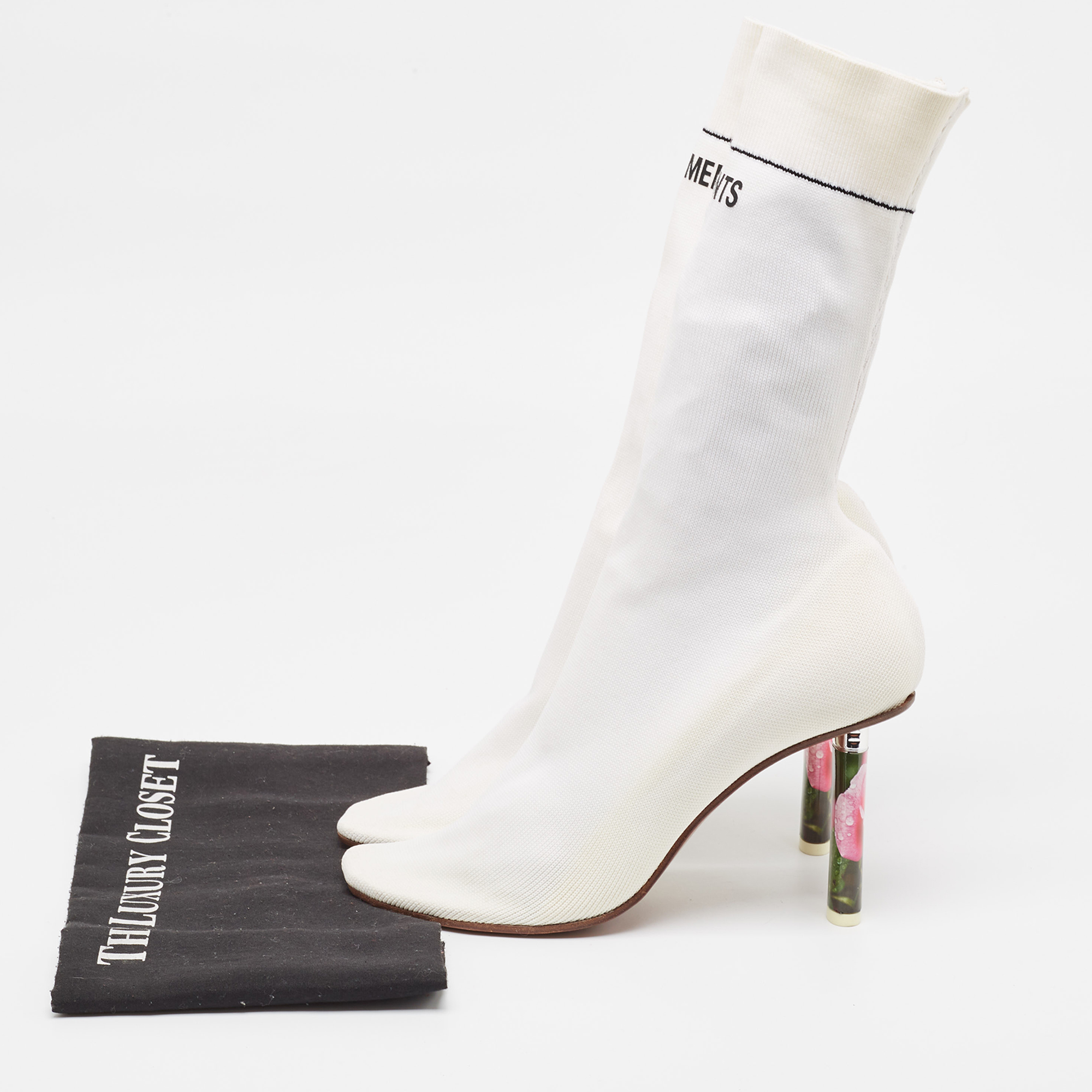 Vetements White Knit Fabric Sock Boots Size 39