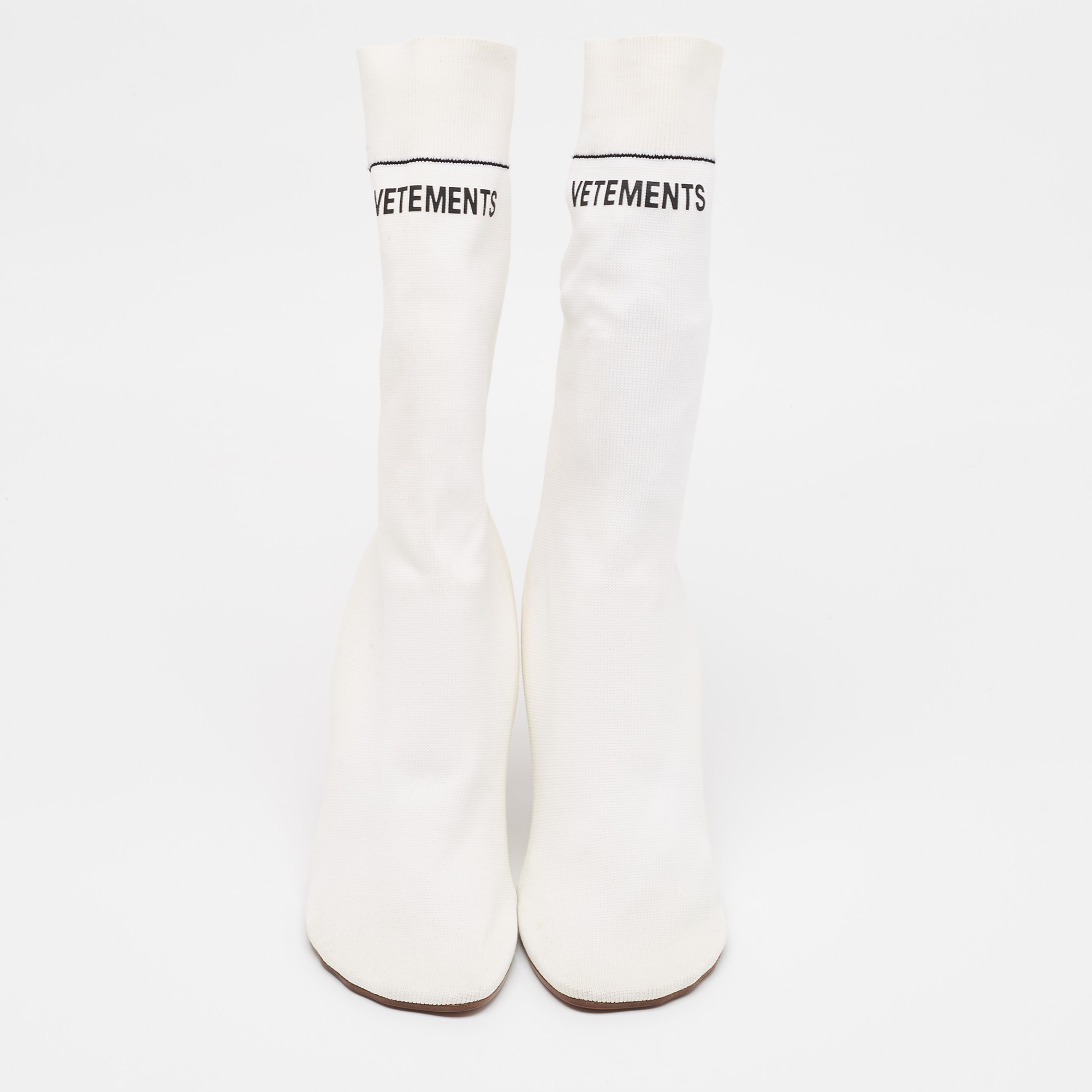 Vetements White Knit Fabric Sock Boots Size 39