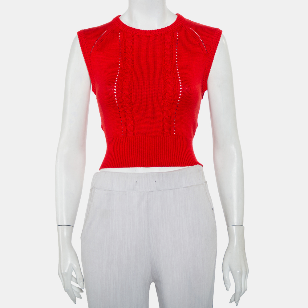 Victor Glemaud Red Knit Sleeveless Open Back Detail Sweater Vest M