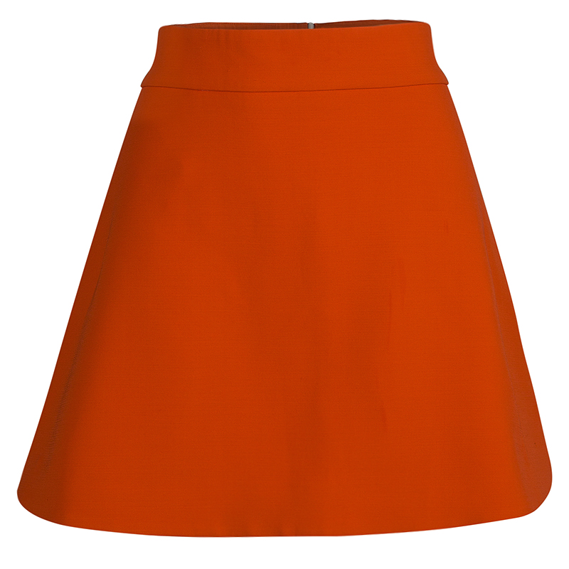 Image of Victoria Beckham Bright Orange A-Line Skirt M