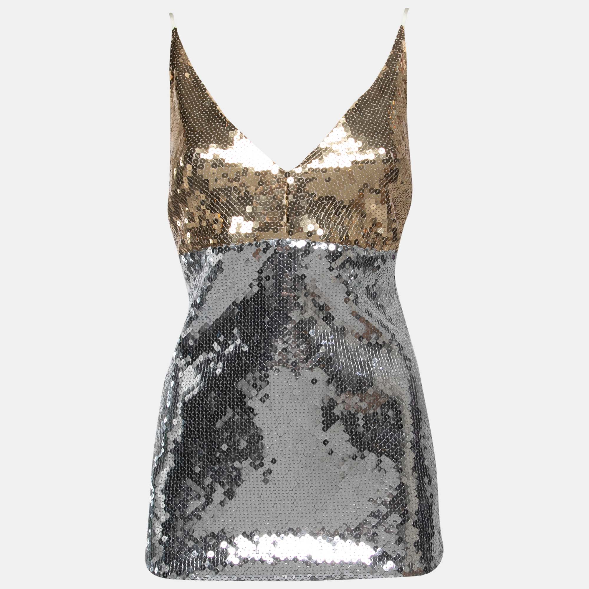 Victoria Beckham Silver/Gold Sequined Tank Top M
