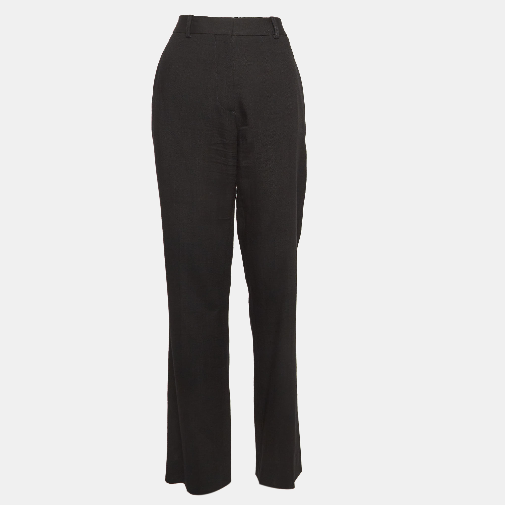 Victoria beckham black crepe straight leg trousers m