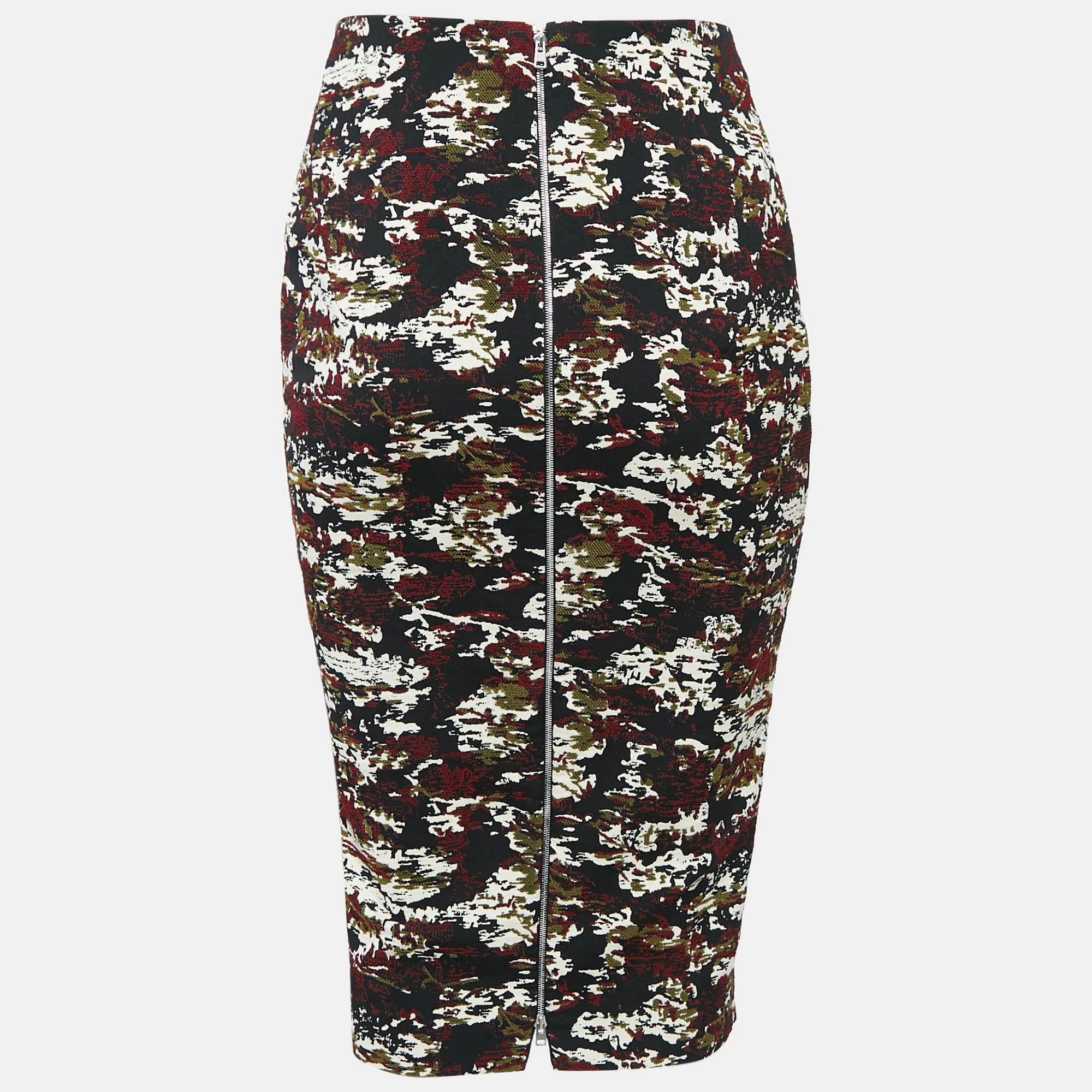 Victoria Beckham Multicolor Camouflage Jacquard Pencil Skirt S