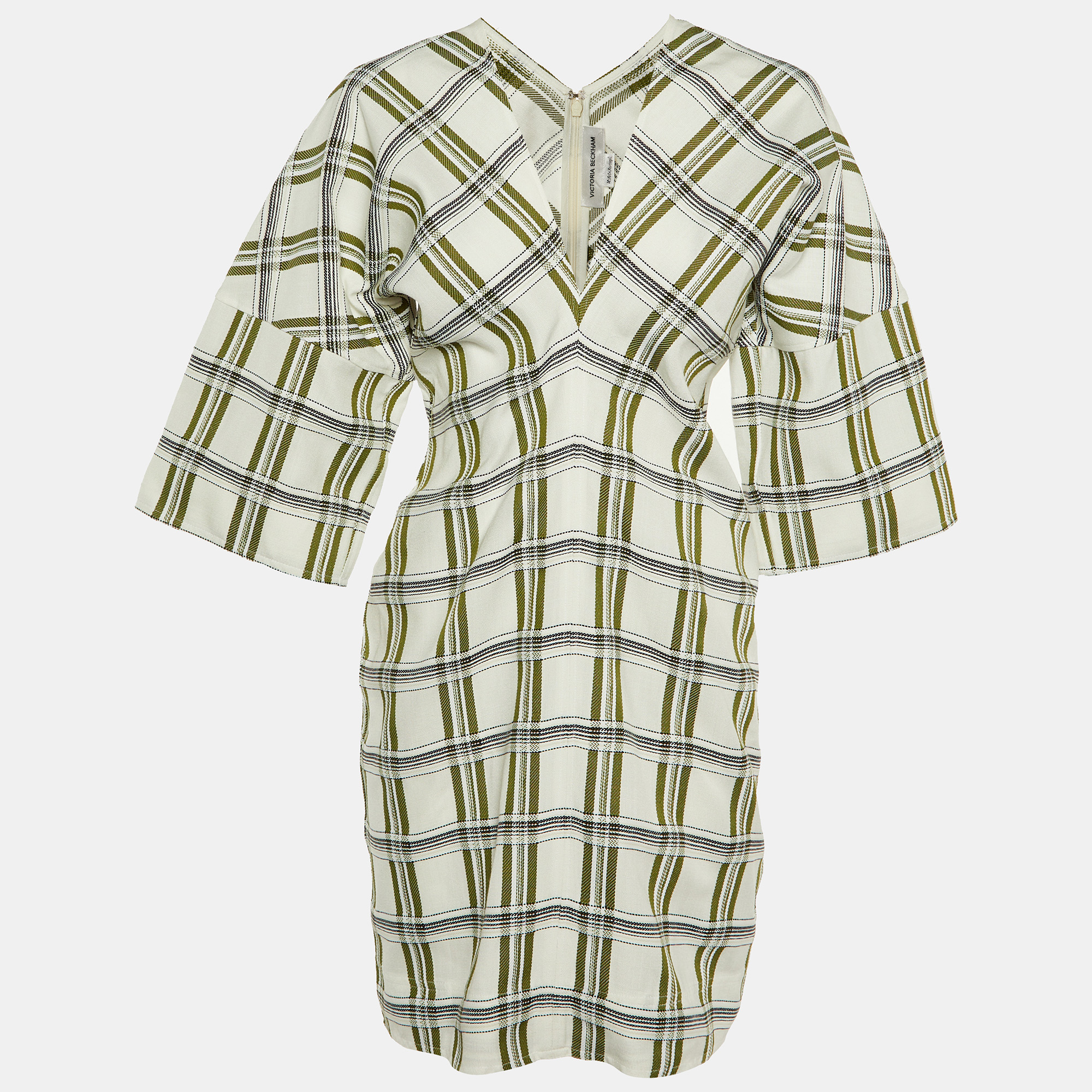 Victoria Beckham White Checked Canvas Plunge V-Neck Mini Dress M
Victoria Beckham White Checked Canvas Plunge V-Neck Mini Dress M