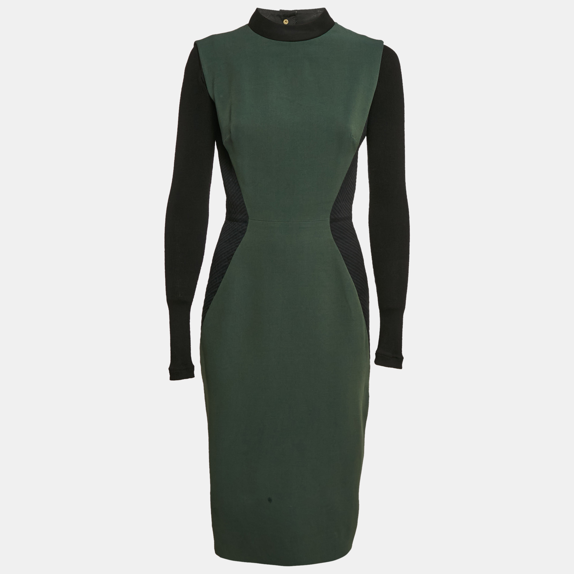 Victoria Beckham Green/Black Wool Blend Paneled Detail Bodycon Dress M
Victoria Beckham Green/Black Wool Blend Paneled Detail Bodycon Dress M