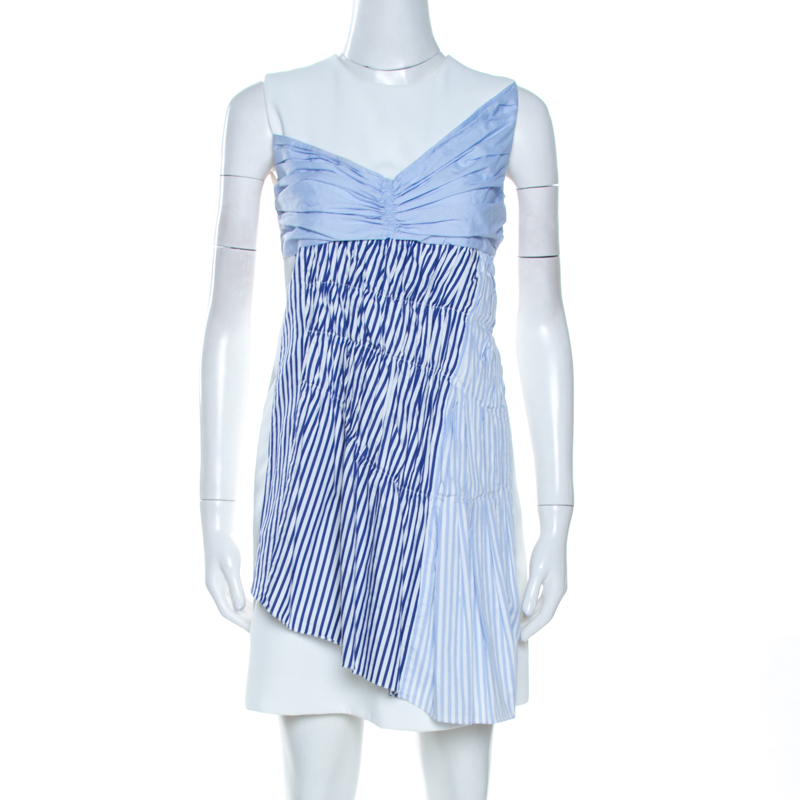 Victoria Victoria Beckham White Paneled Cotton Overlay Mini Dress S