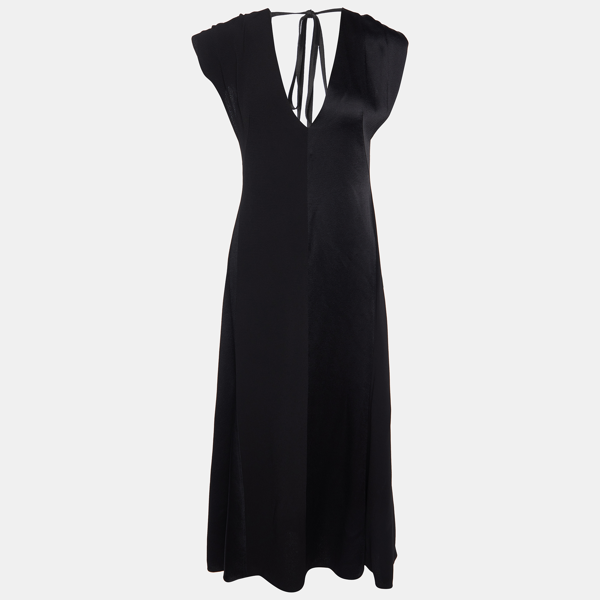 

Victoria Beckham Black Crepe Plunge V-Neck Midi Dress