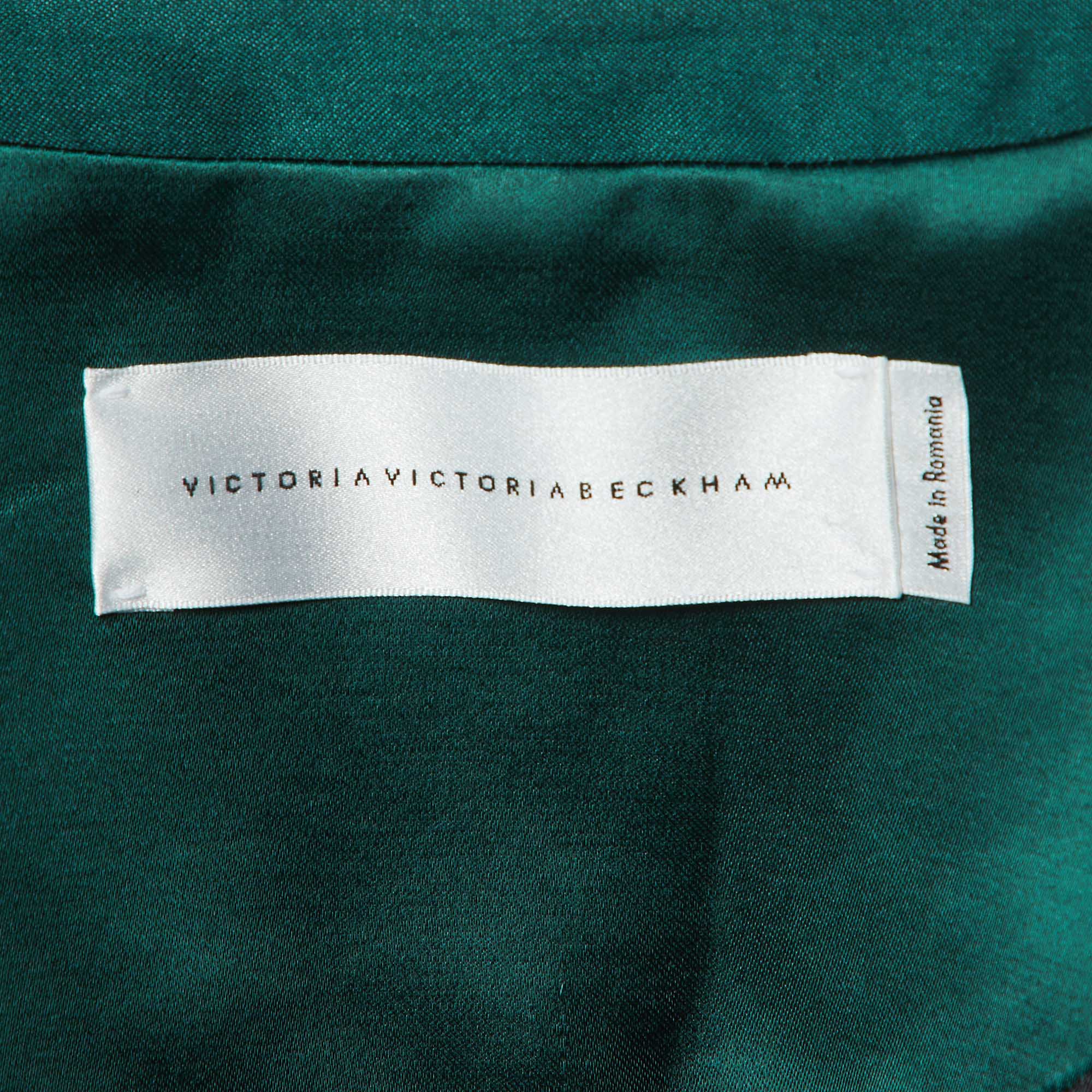 Victoria Victoria Beckham Green Satin Zip-Up Jacket M