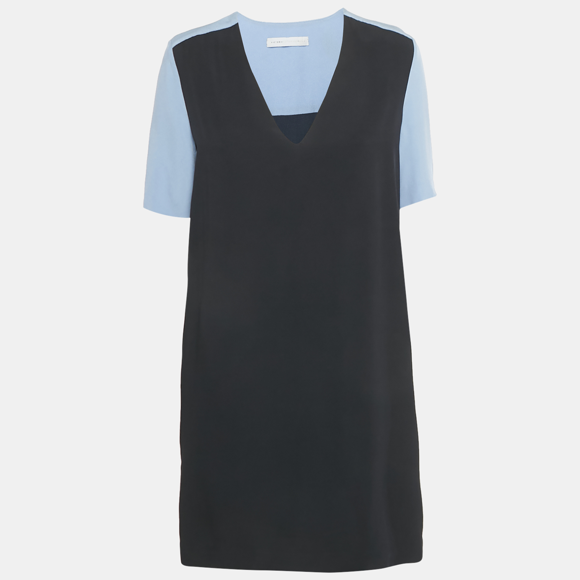 Victoria Victoria Beckham Blue Crepe V-Neck Shift Dress M 
Victoria Victoria Beckham Blue Crepe V-Neck Shift Dress M