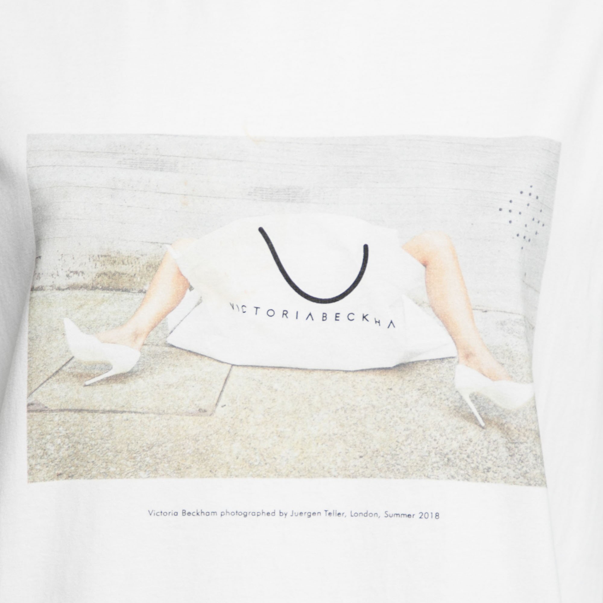 Victoria Victoria Beckham White Printed Cotton Short Sleeve T-Shirt S