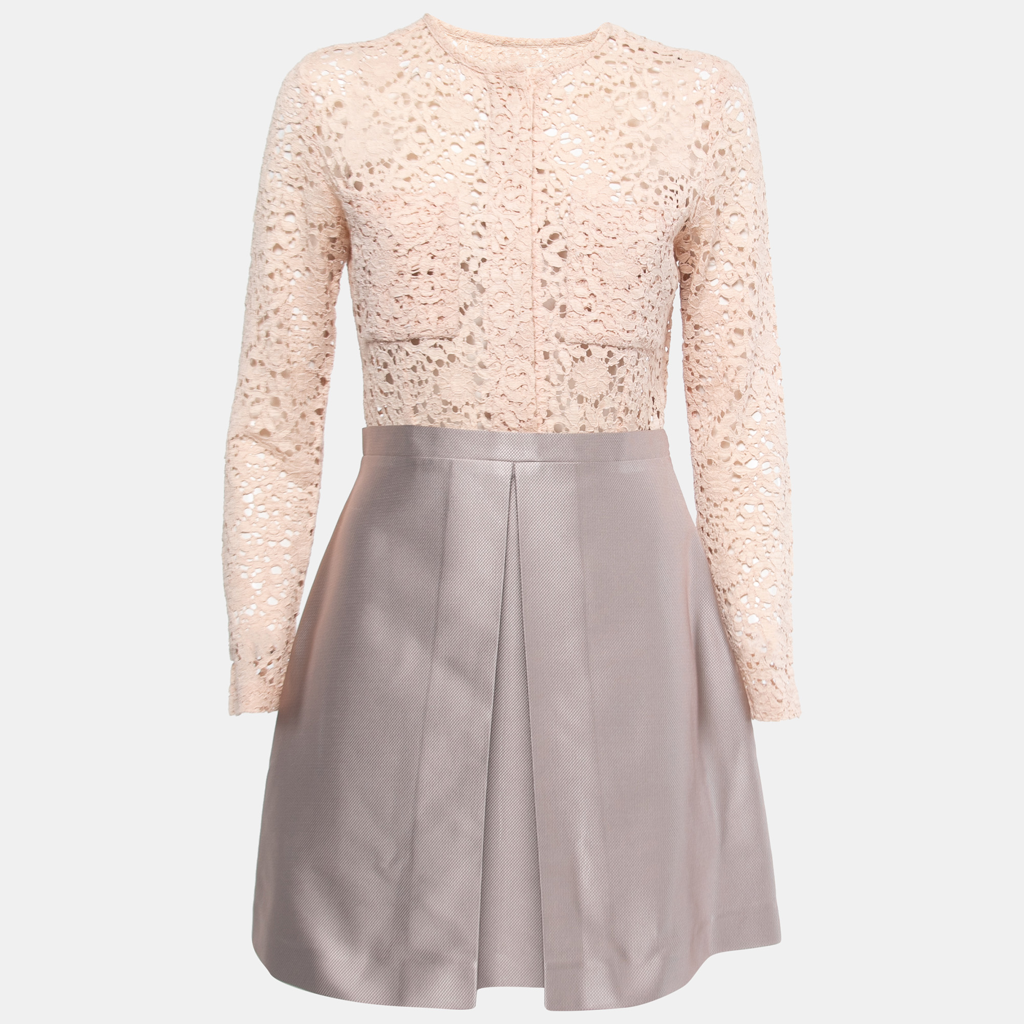 Victoria Victoria Beckham Beige/Grey Lace Mini Dress M
