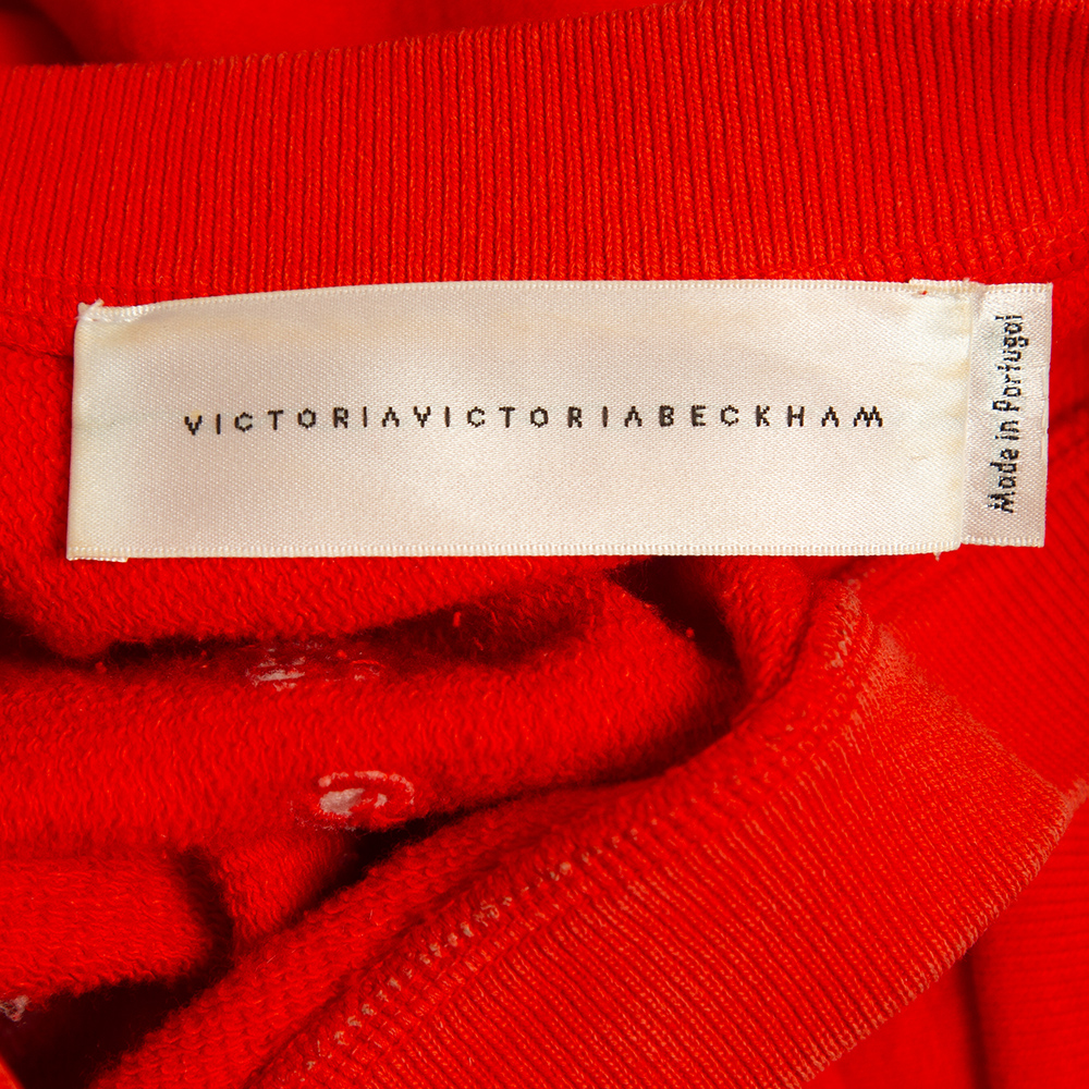 Victoria Victoria Beckham Orange Logo Embroidered Cotton Sweatshirt XS
