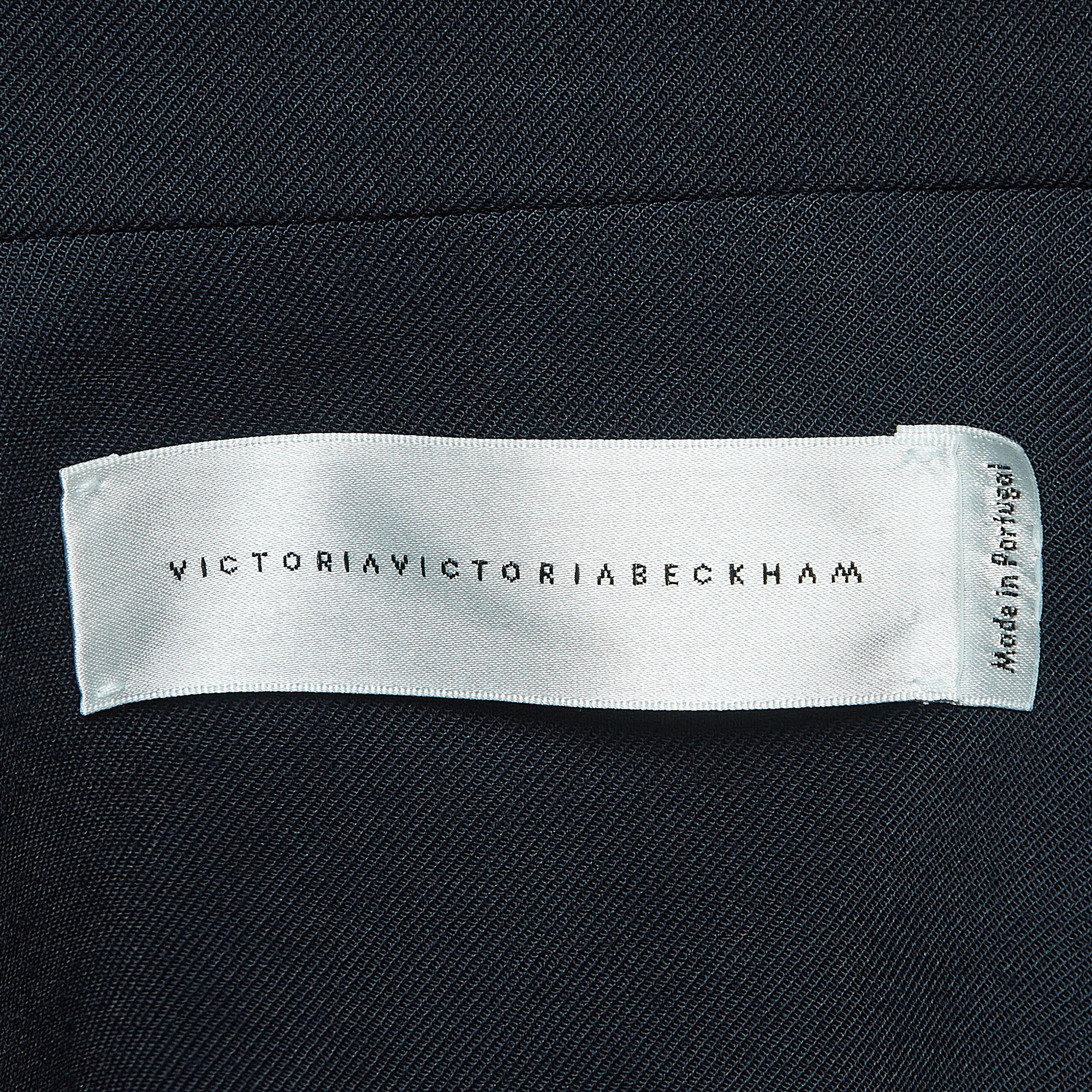 Victoria Victoria Beckham Navy Blue Wool Blend Open Front Jacket XS