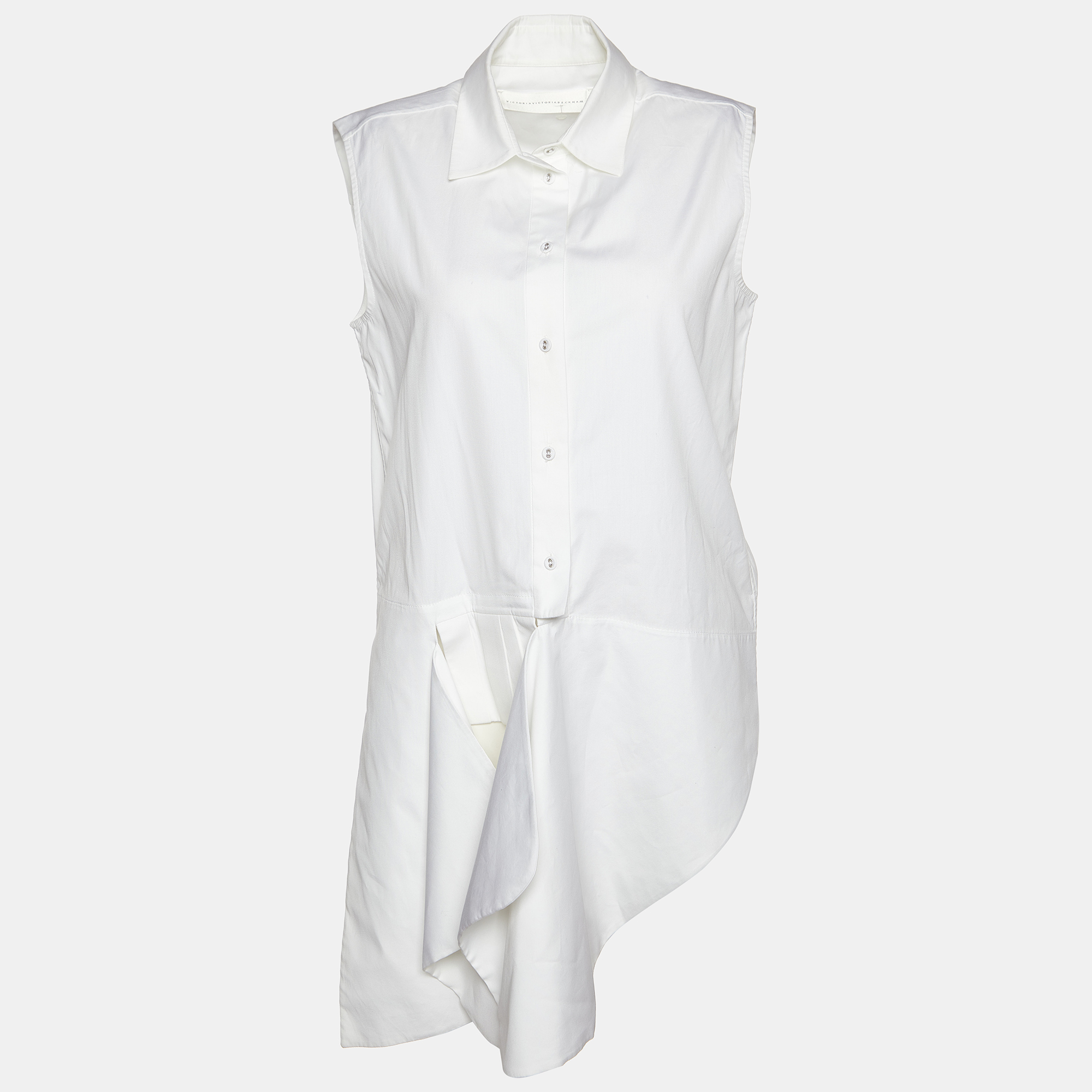 Victoria victoria beckham white cotton asymmetrical hem shirt s