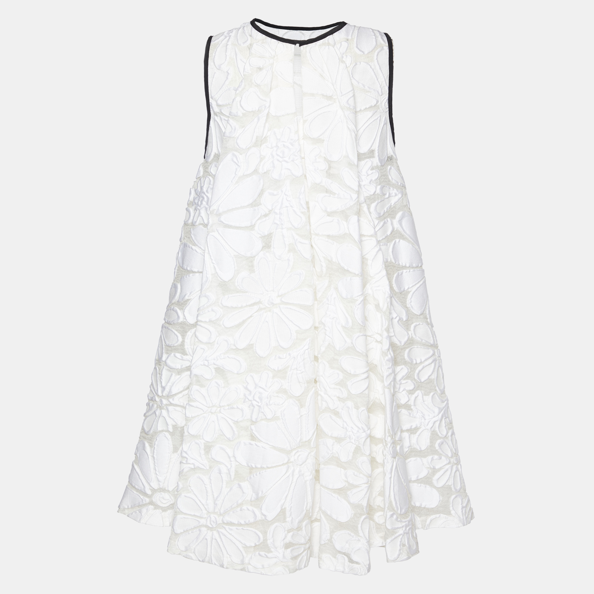 Victoria victoria beckham white embossed floral jacquard flared dress m