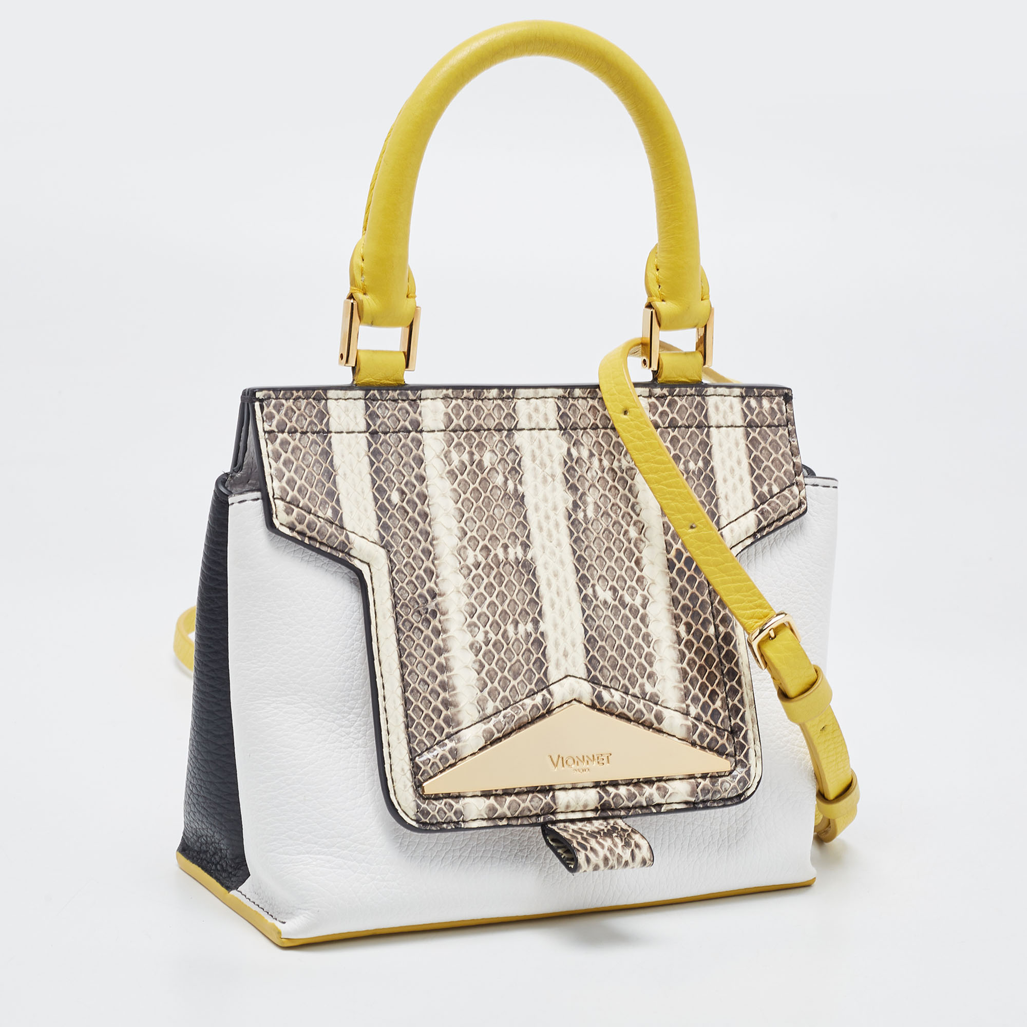 Vionnet Multicolor Snakeskin And Leather Top Handle Bag