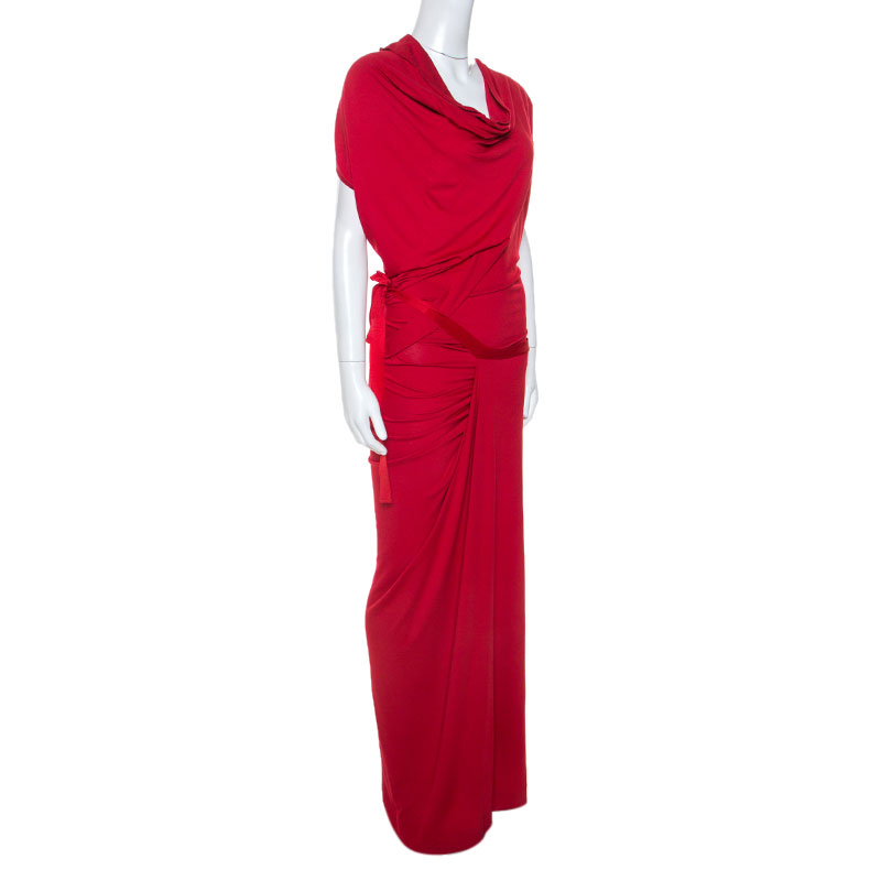 

Vivienne Westwood Anglomania Red Jersey Draped Wednesday Maxi Dress
