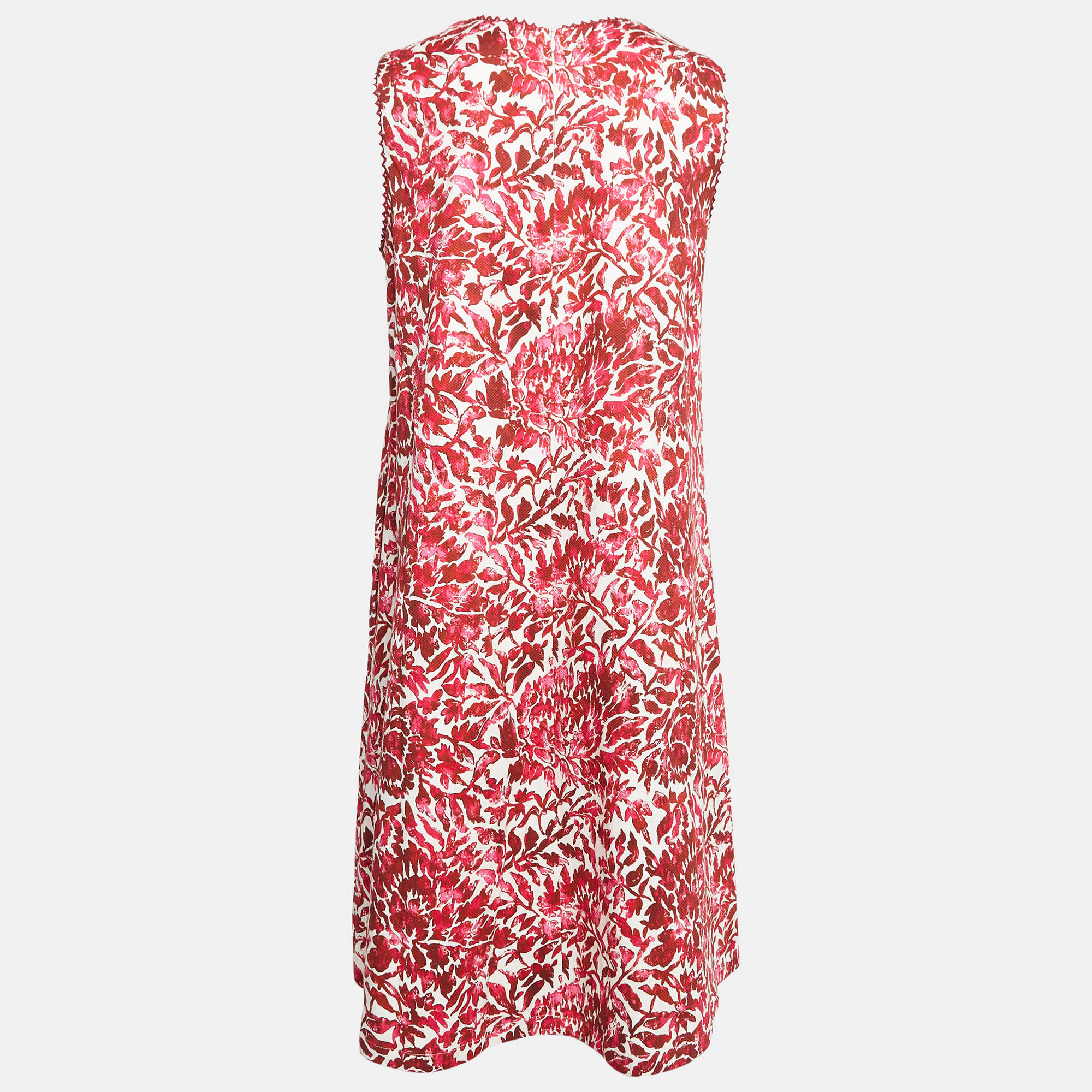 Weekend Max Mara Red Floral Printed Cotton Sleeveless Alfiere Dress S