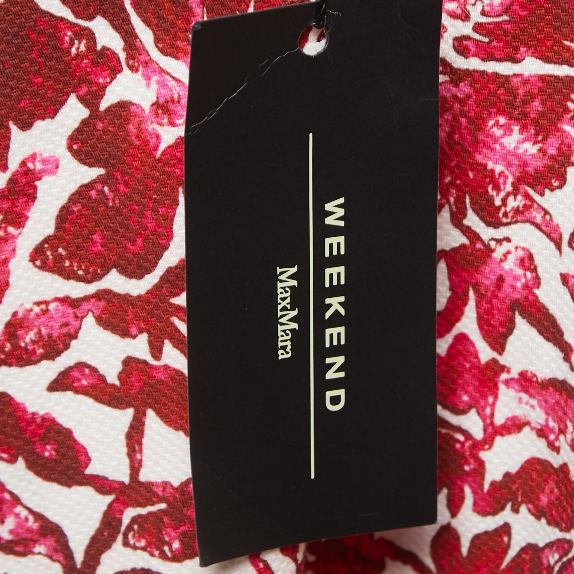 Weekend Max Mara Red Floral Printed Cotton Sleeveless Midi Dress S