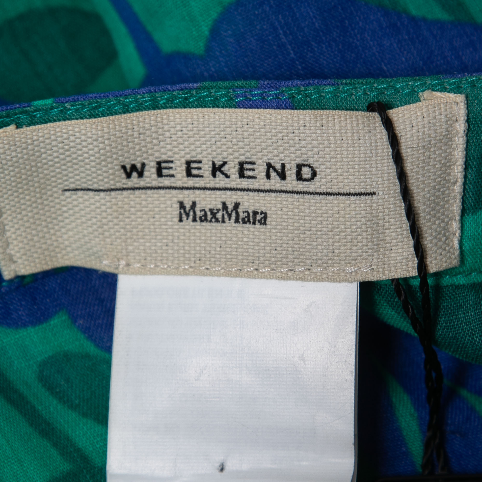 Weekend Max Mara Blue/Green Printed Ramie Tunic Blouse S