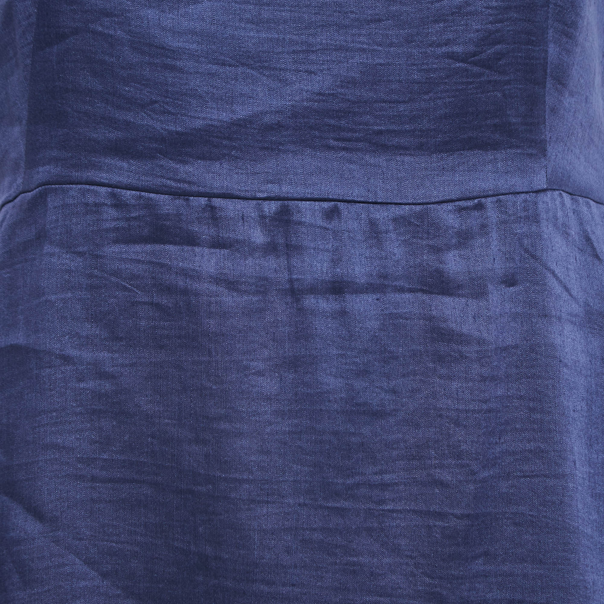 Weekend Max Mara Navy Blue Linen Blend Sleeveless Maxi Dress L