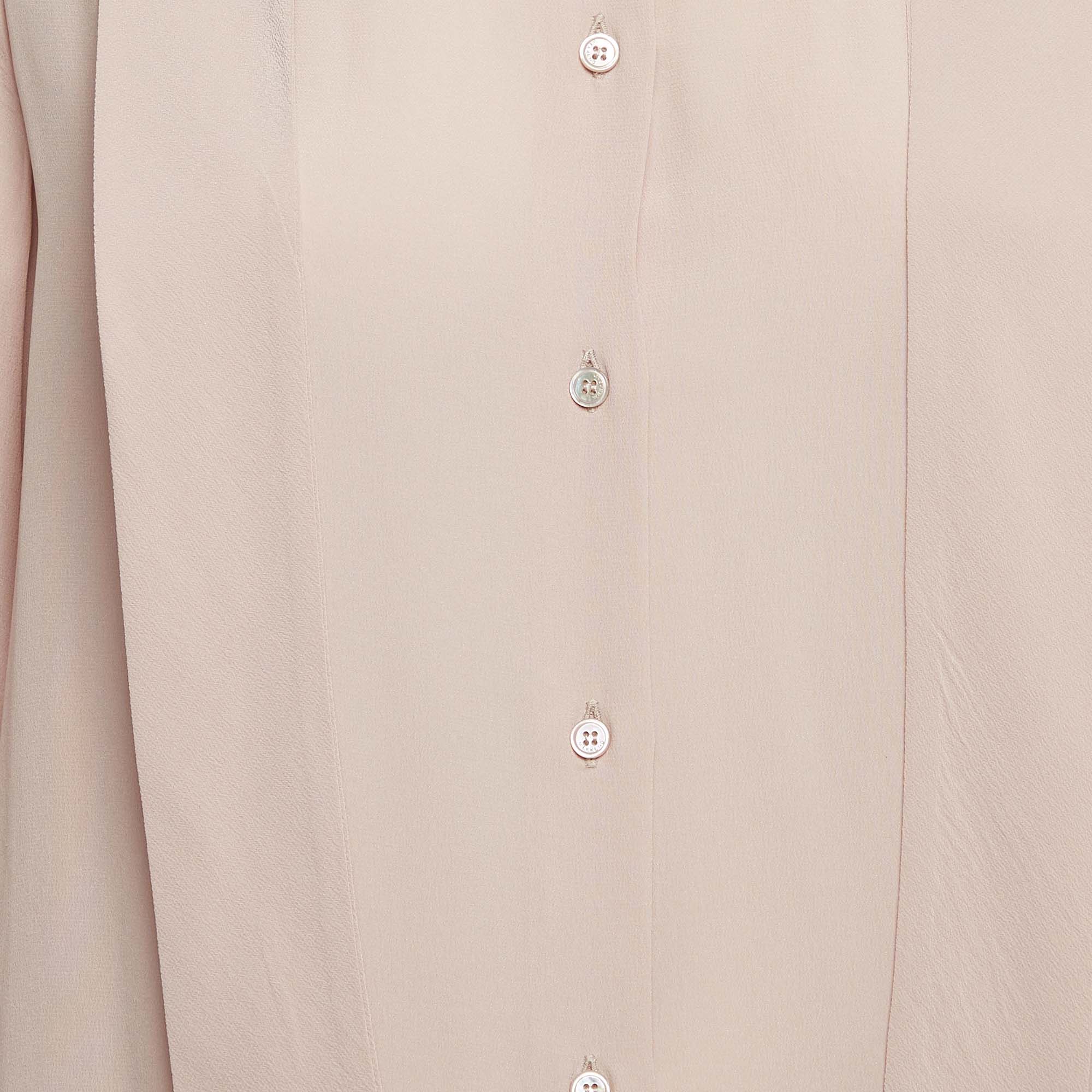 Weekend Max Mara Pink Silk Tie-Neck Shirt S