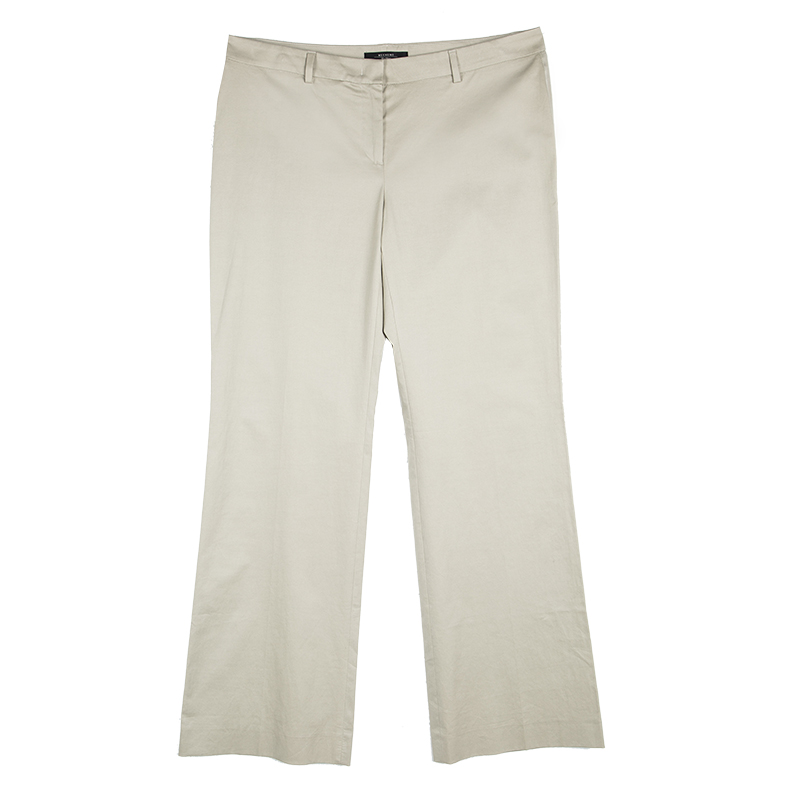 Image of Weekend Max Mara Beige Cotton Wide Leg Modern Trousers L