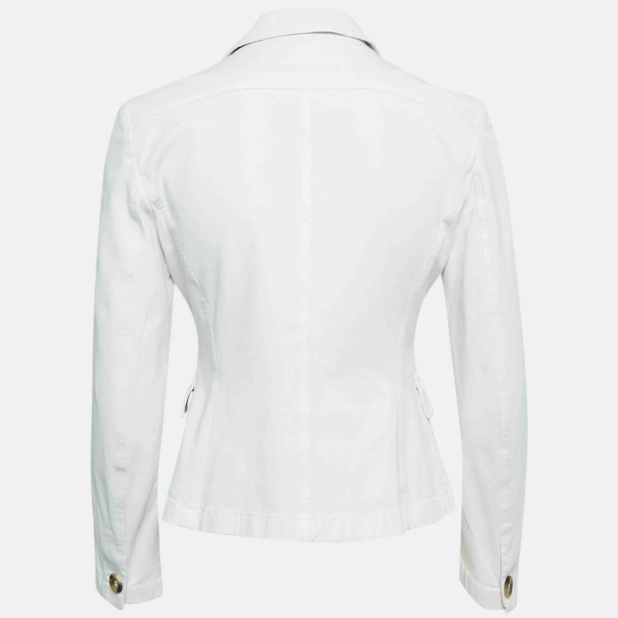 Weekend Max Mara Off White Gabardine Button Front Jacket M