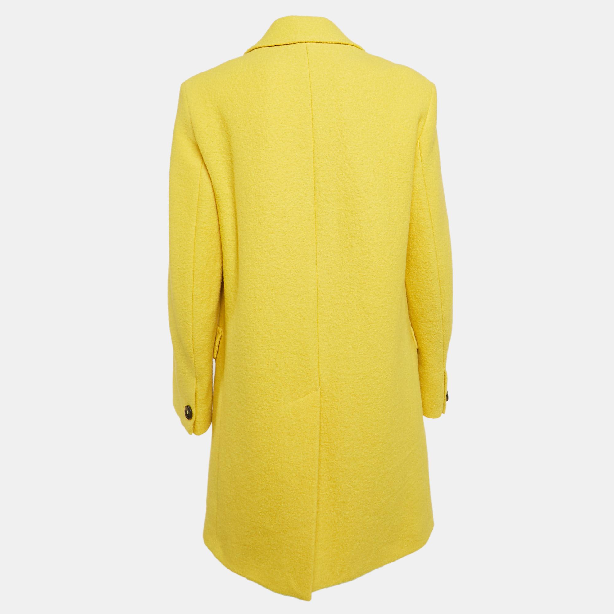 Weekend Max Mara Yellow Wool Felt Mid-Length Coat XS