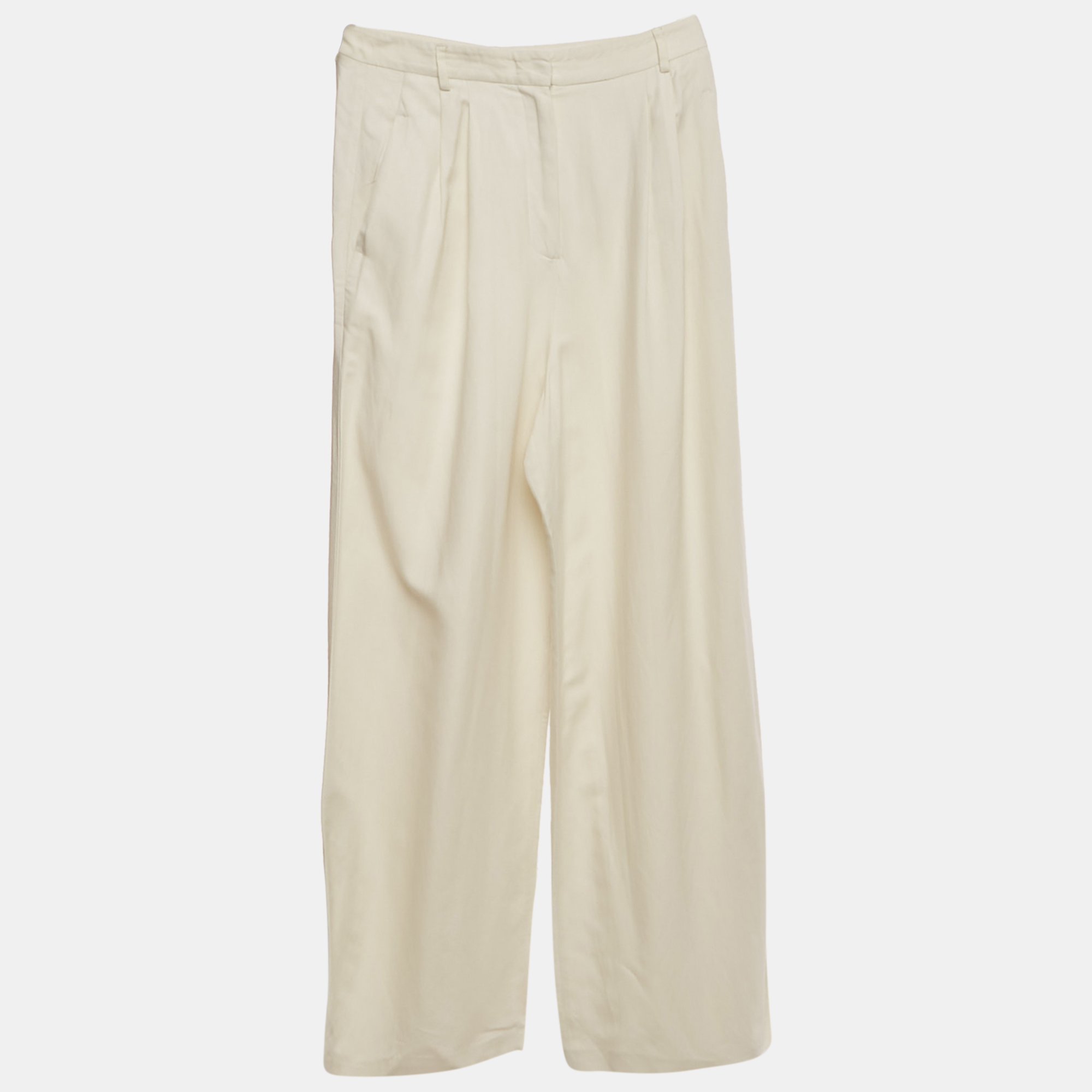 Linen Blend Pleated Wide-Leg Trousers L - Weekend Max Mara - Modalova