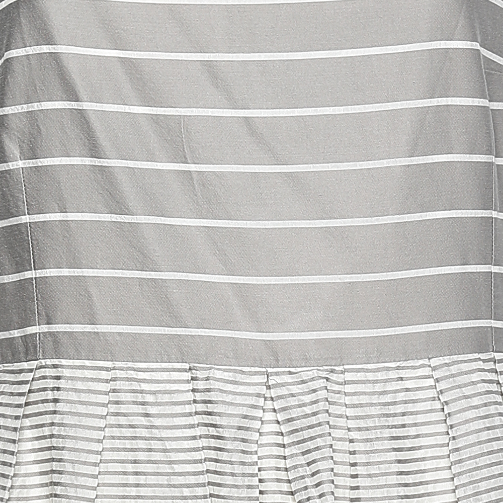 Weekend Max Mara Grey Cotton & Silk Striped Maxi Dress L