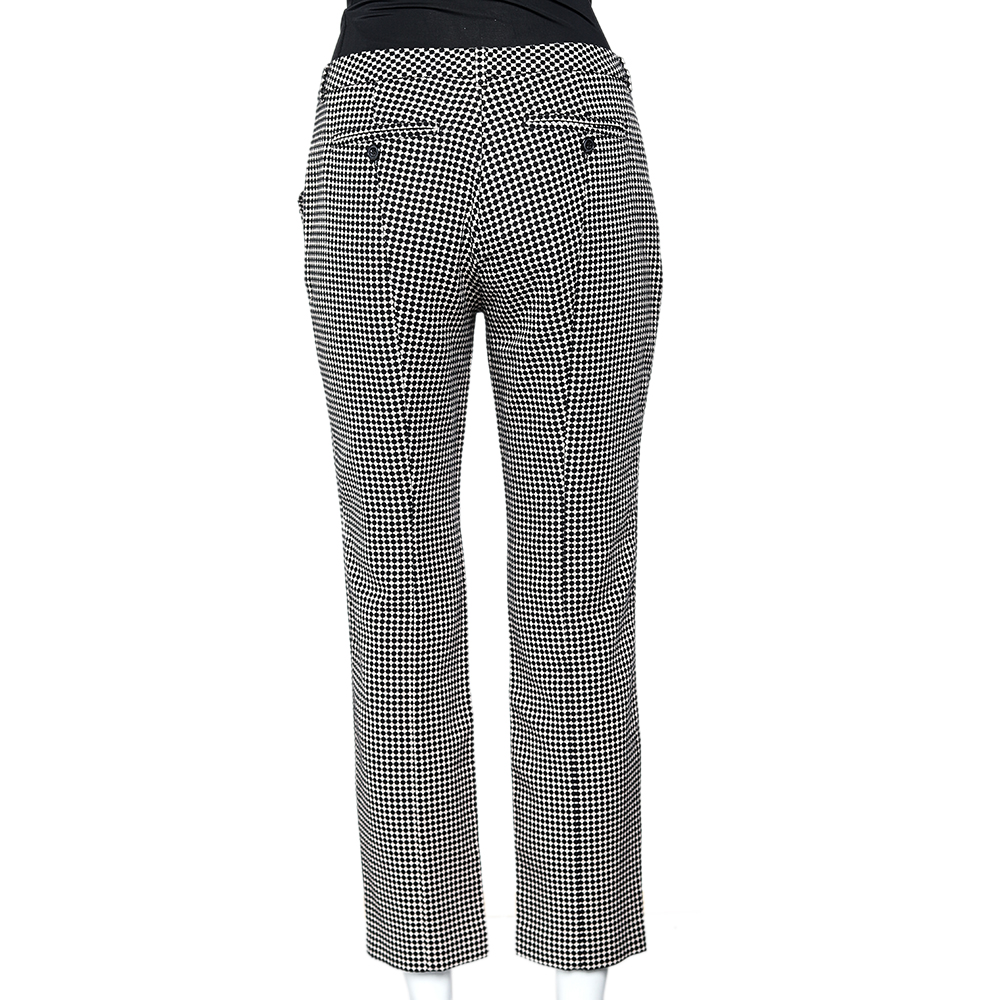 Weekend Max Mara Monochrome Patterned Cotton Blend Tapered Leg Pants M