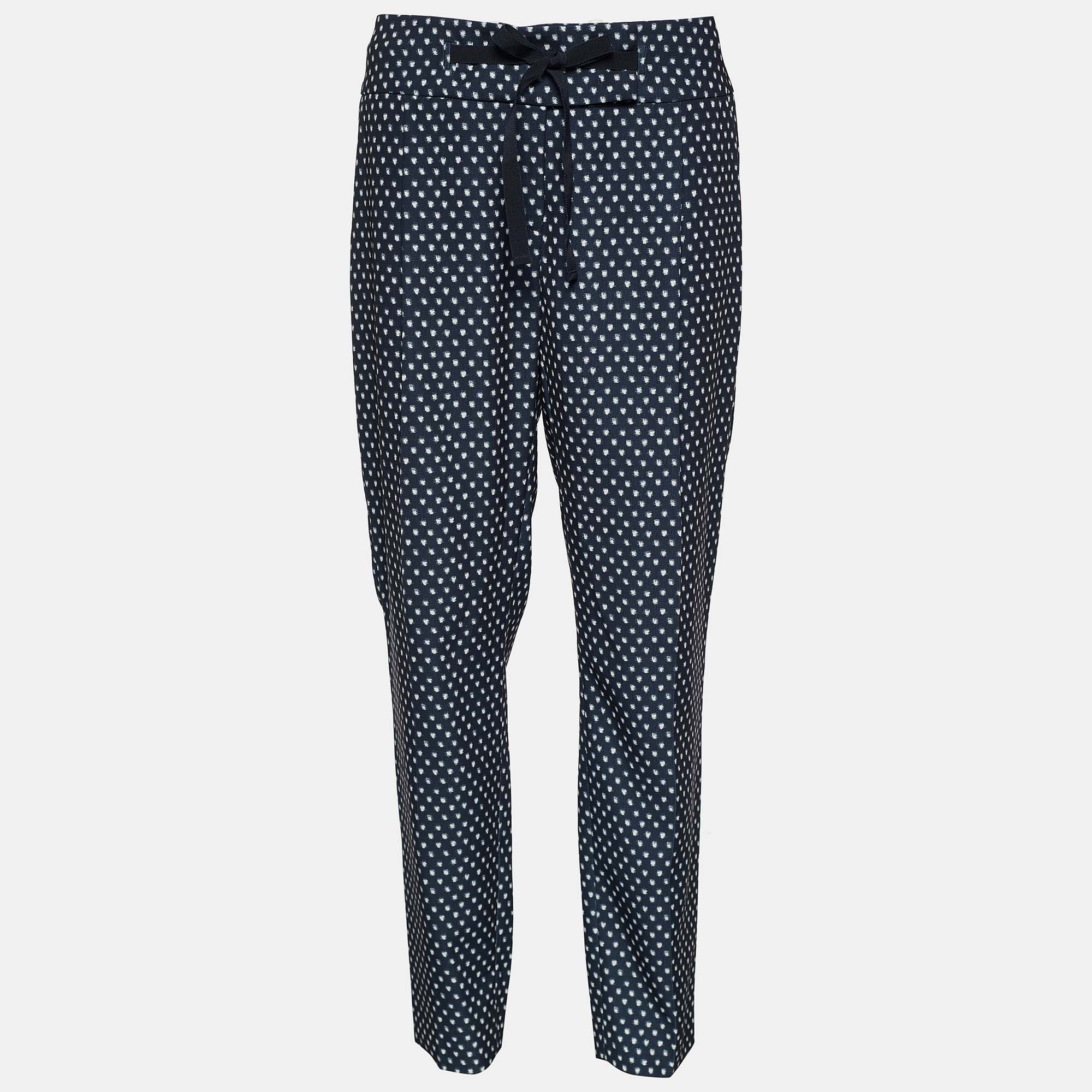 Weekend Max Mara Black Dot Print Crepe Tapered Trousers M