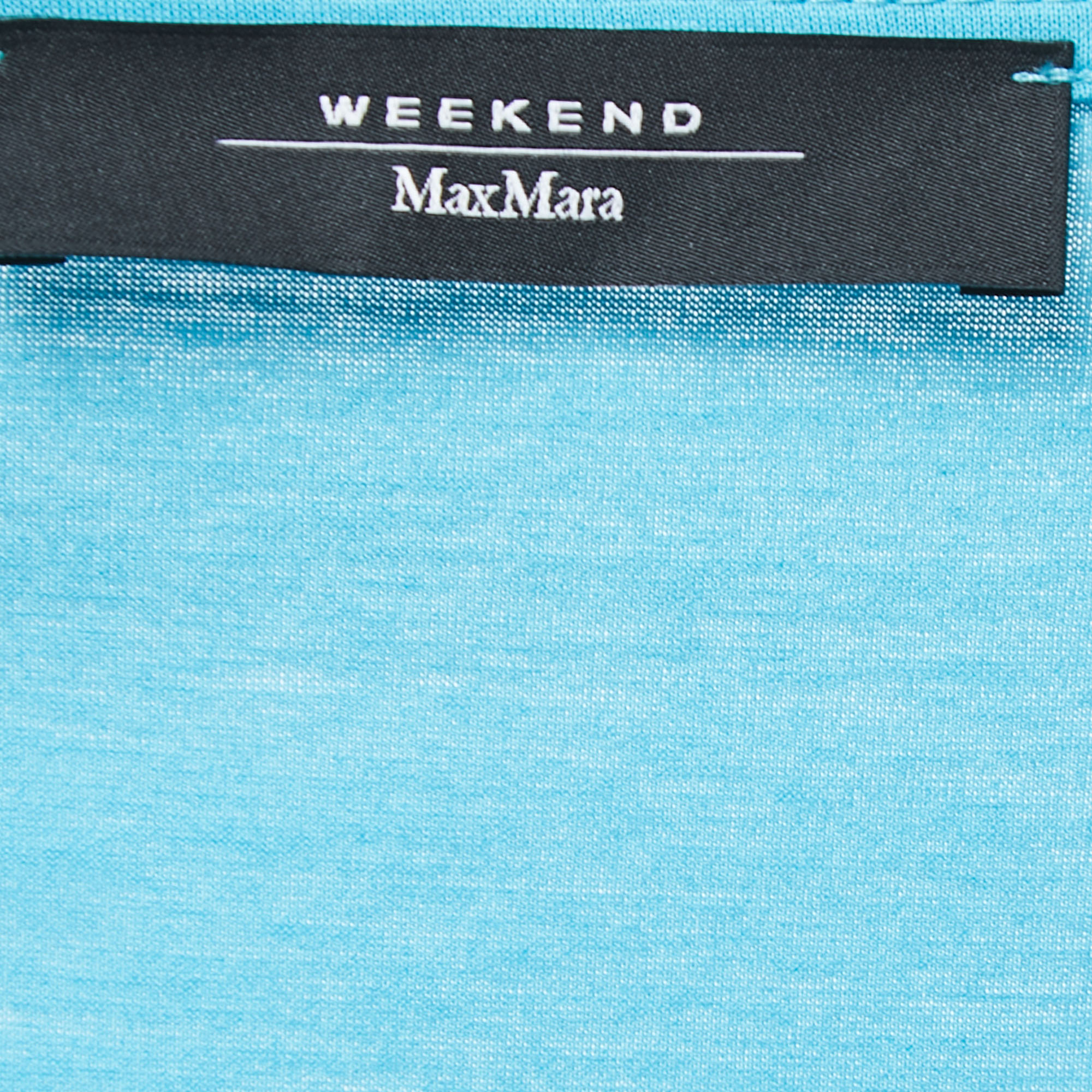 Weekend Max Mara Blue Knit Ruffle Detailed Blouse XL