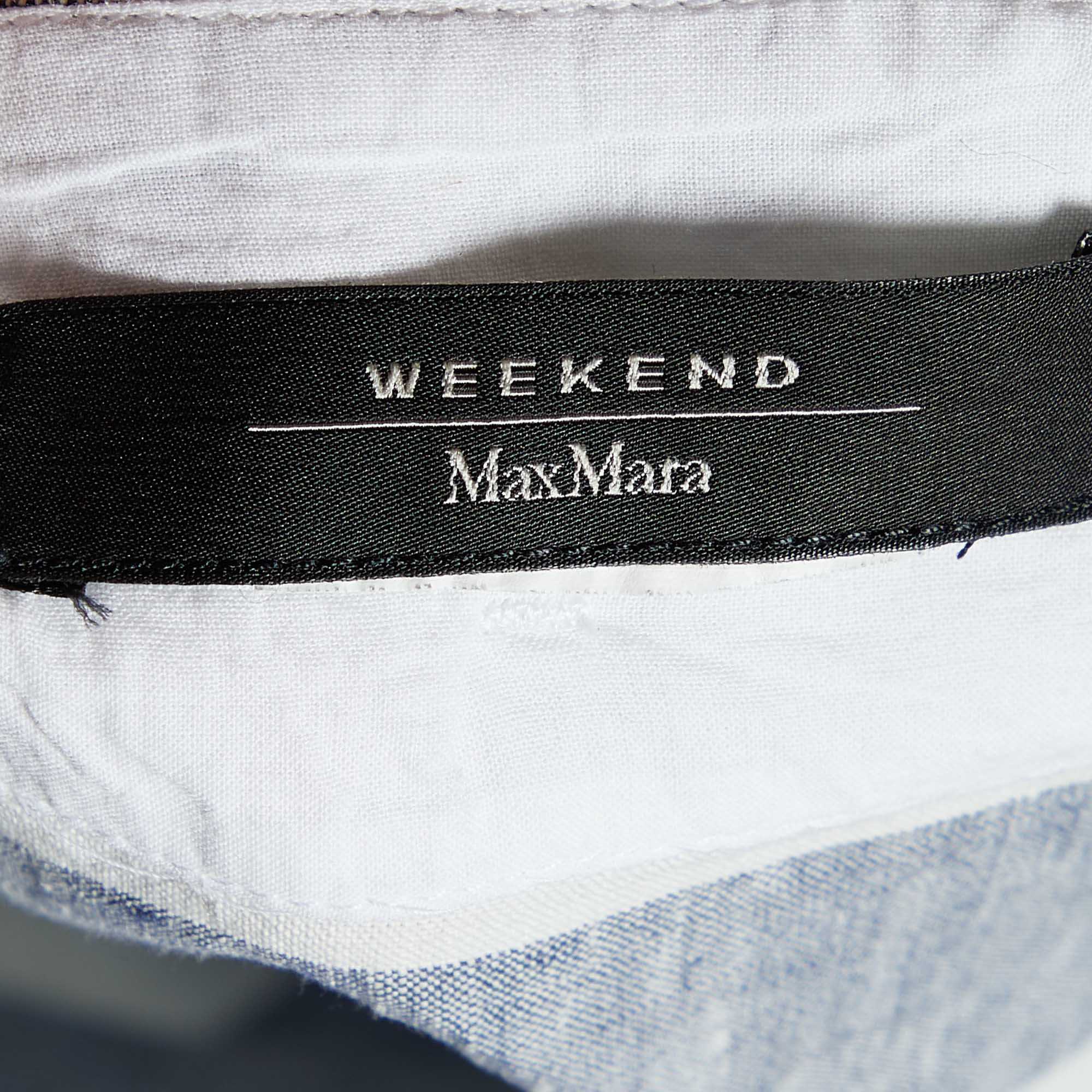 Weekend Max Mara White & Grey Striped Linen Top M